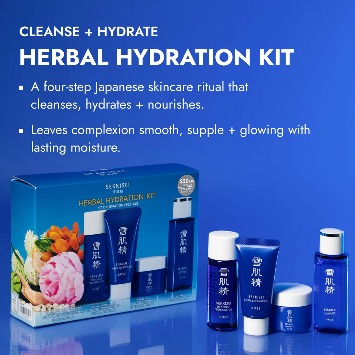 SEKKISEI Herbal Hydration 4 Step Japanese Skincare Kit - SEKKISEI Official Imagery - 3
