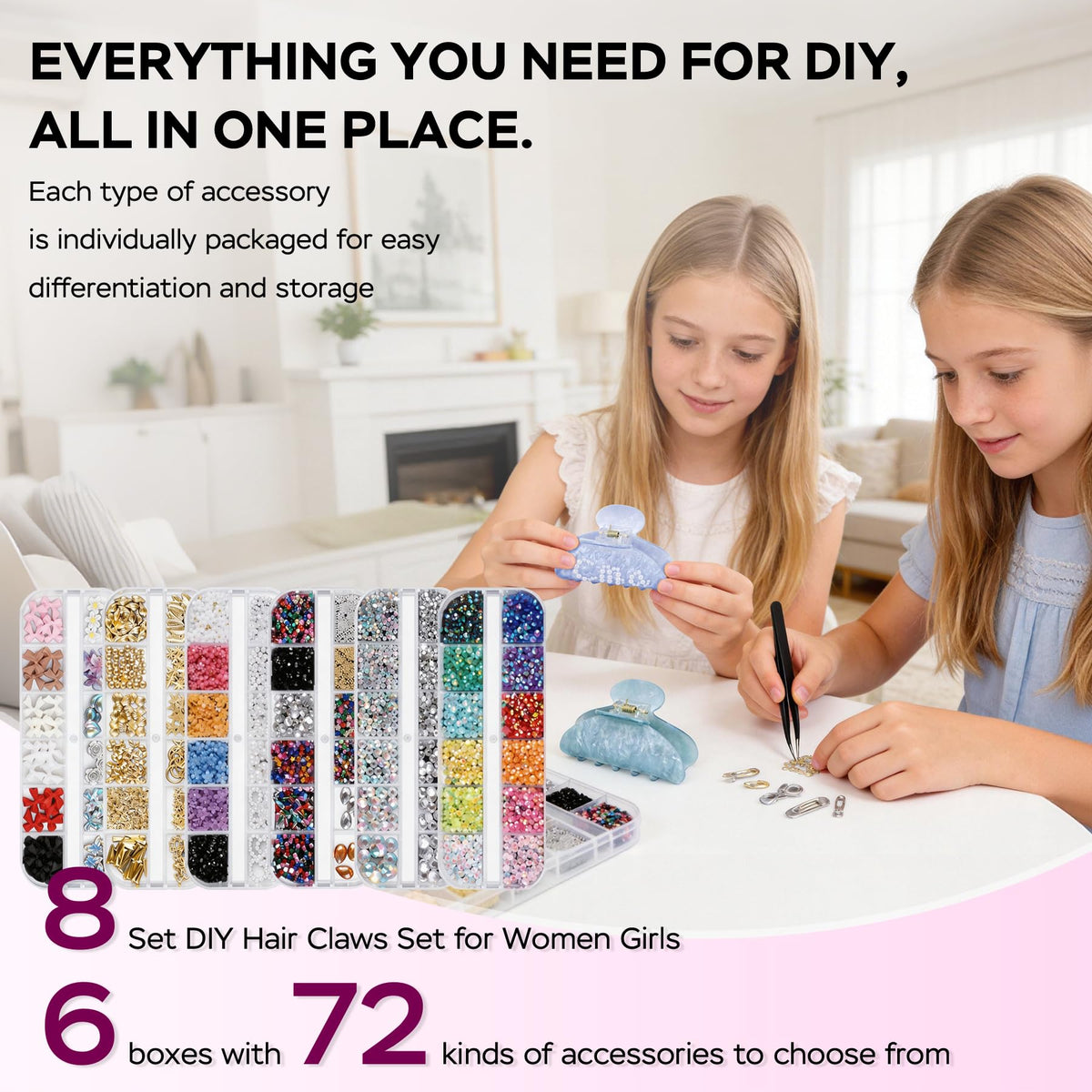 8 Sets DIY Hair Claw Clips Kit Claw Clip Decorating Kit for - Rhavelune Official Imagery - 3