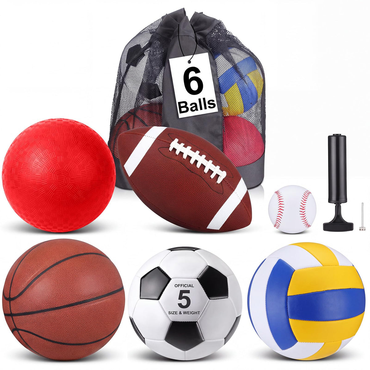 Libima 6 Pcs Multi Sport Ball Set Recess Equipment - Libima Official Imagery - 1