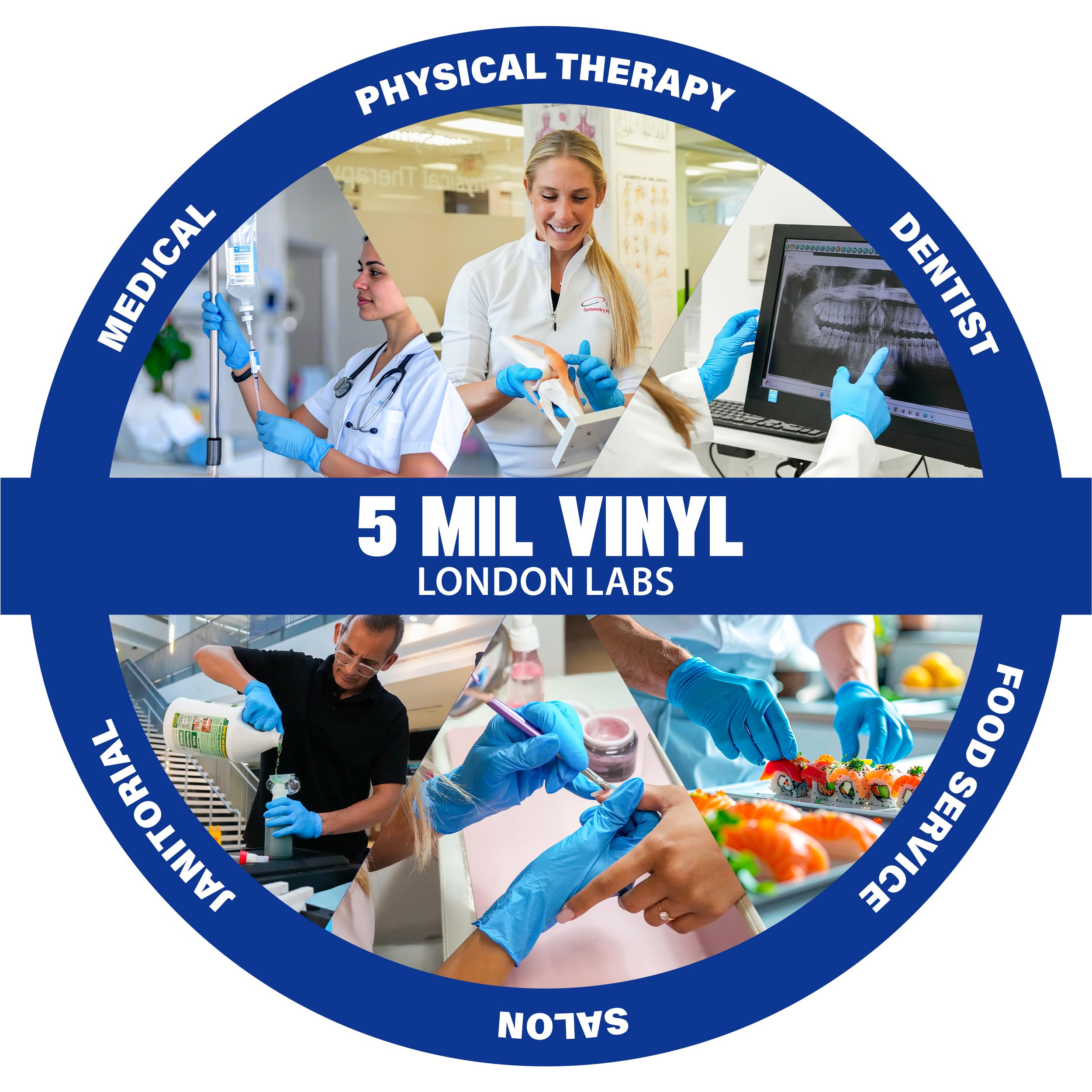 London Labs Synthetic Vinyl Exam Gloves Powder-Free, Latex-Free, - London Labs Official Product View 4