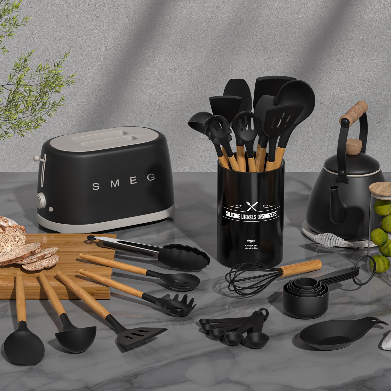 Umite Chef Kitchen Cooking Utensils Set, 33 pcs Non-Stick Silicon by Umite Chef - Angle View 2