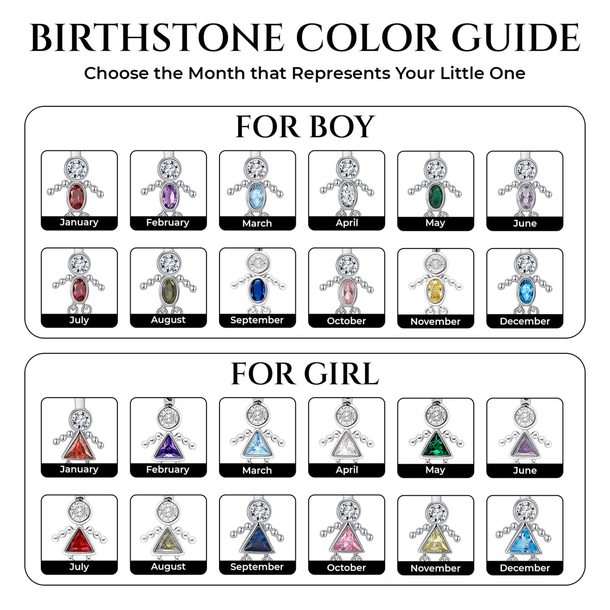 Baby Boy or Girl Charm Necklace for Mom CZ Birthstone - Ginger Lyne Collection Official Imagery - 6
