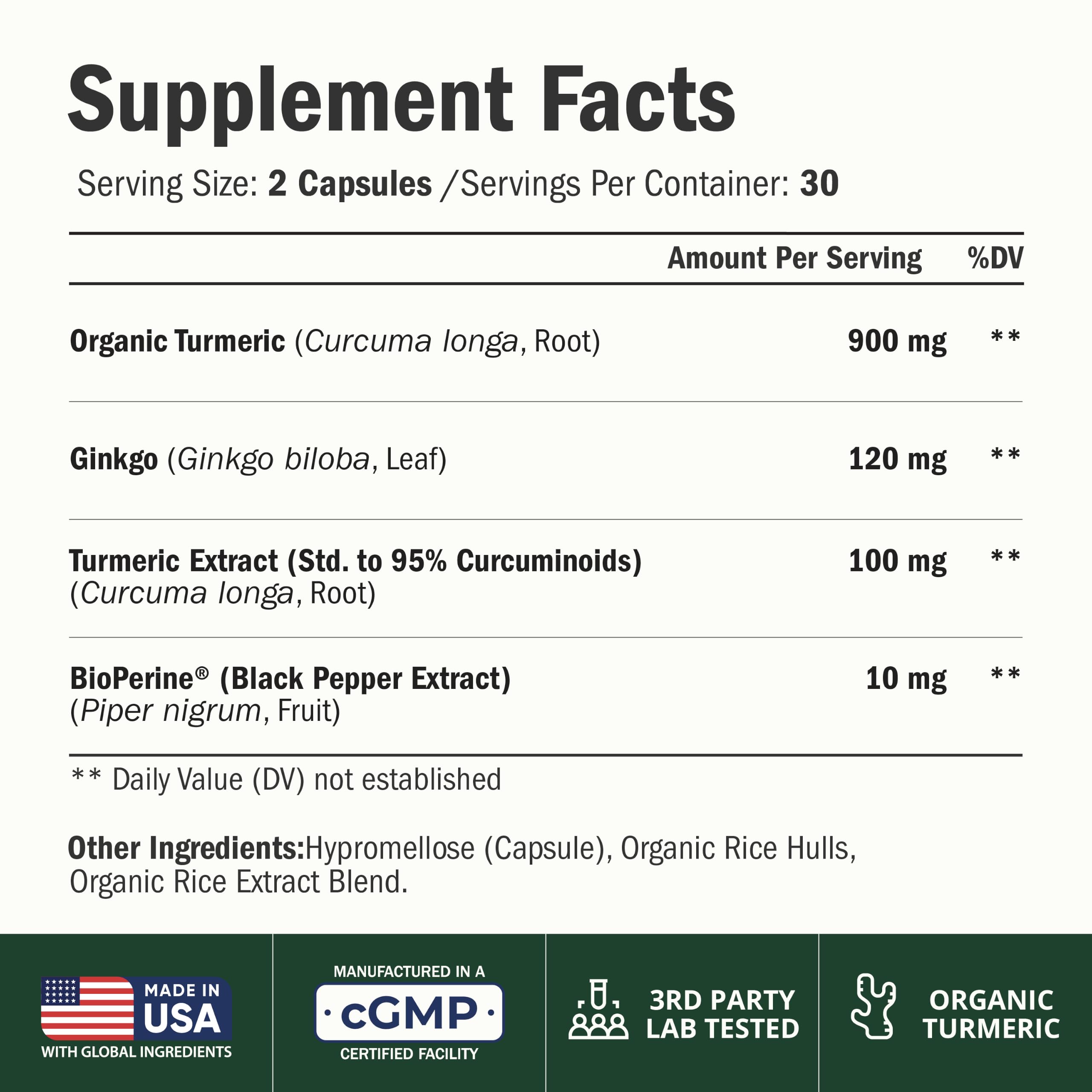 Ginko Biloba Capsules with Ginkgo Biloba 120mg & Organic Turme... - Vimerson Health Official Product View 3