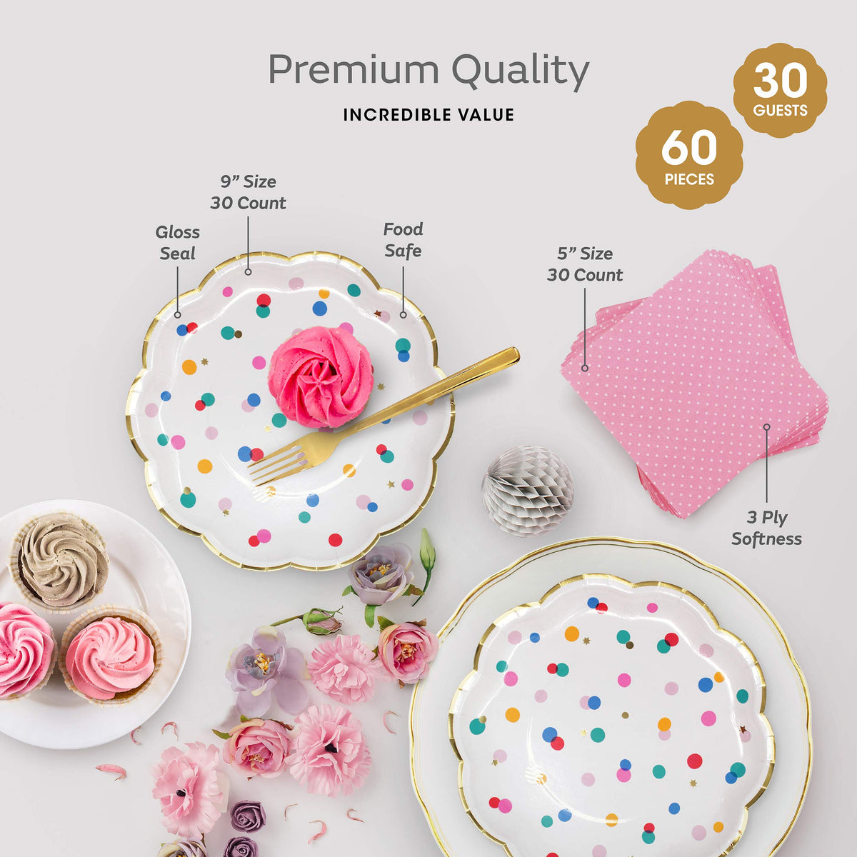 Premium Pink and Gold Party Plates Set - The Joy Bazaar Official Imagery - 3
