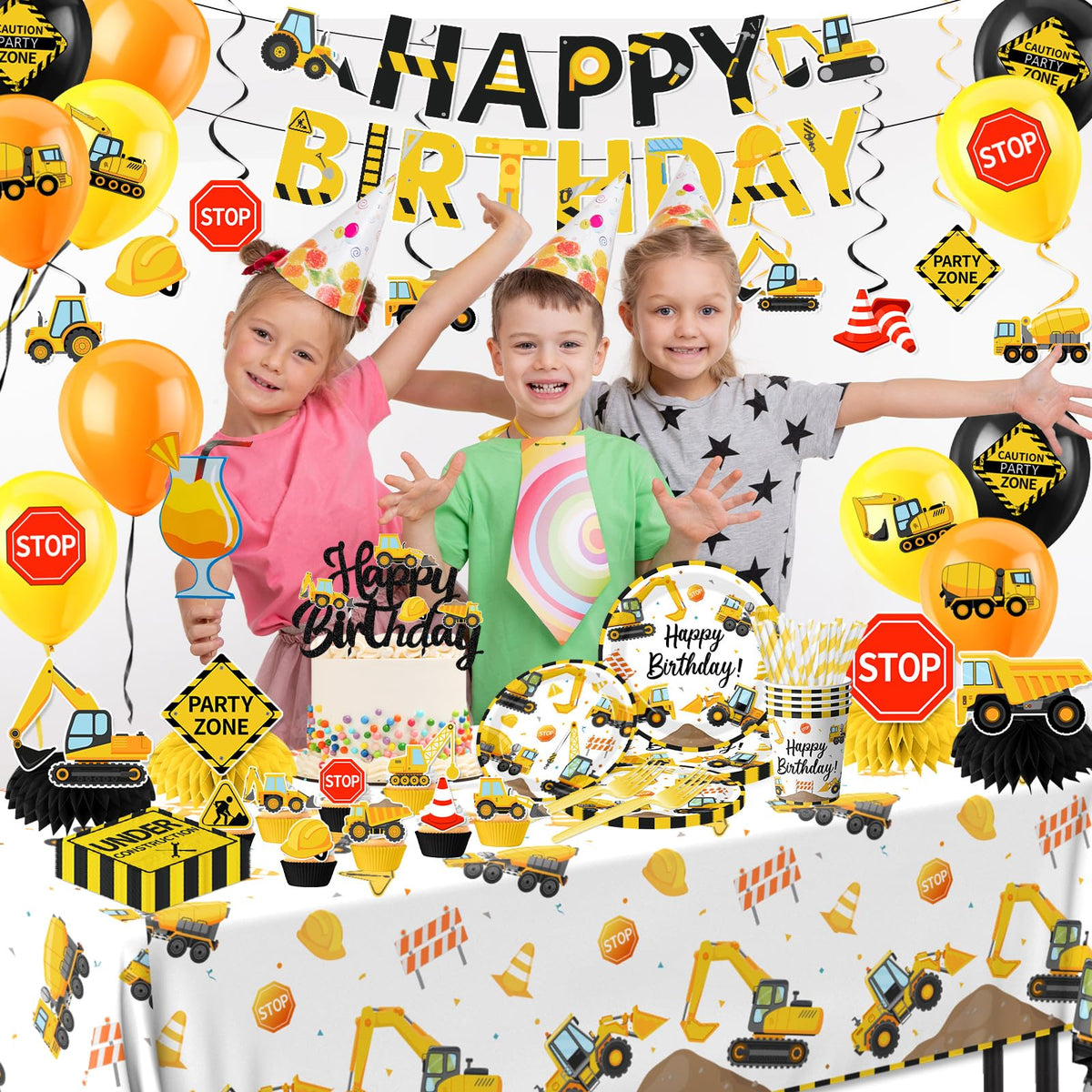 Construction Birthday Decorations 245PCS Construction - Guzbewu Official Imagery - 3