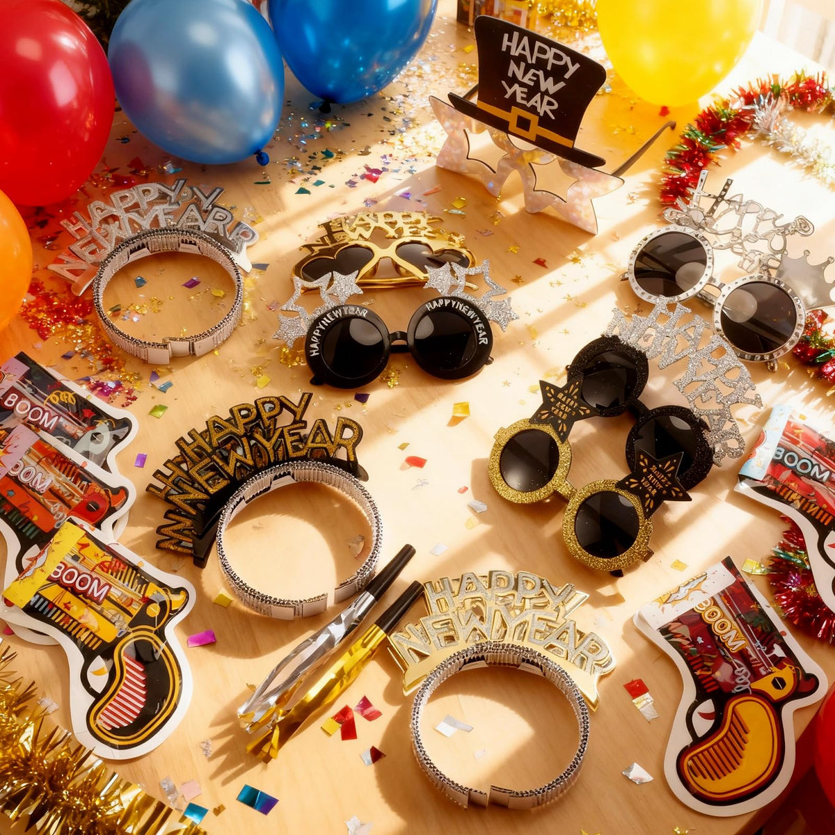 Realspring 91Pcs Happy New Year Party Supplies Plastic New - Realspring Official Imagery - 3