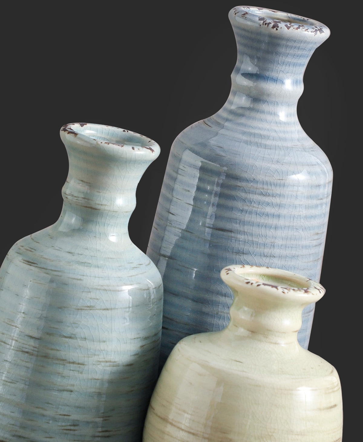 Ceramic Vase Set of 3 Rustic Neutral Vases Home Decor - ooit Official Imagery - 5