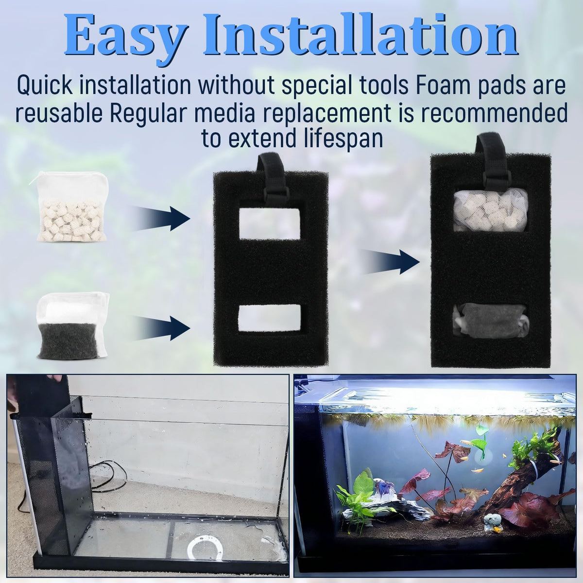 A1376 Aquarium Filter Media Kit for Most Standard Aquariums - SHAHN Official Imagery - 8