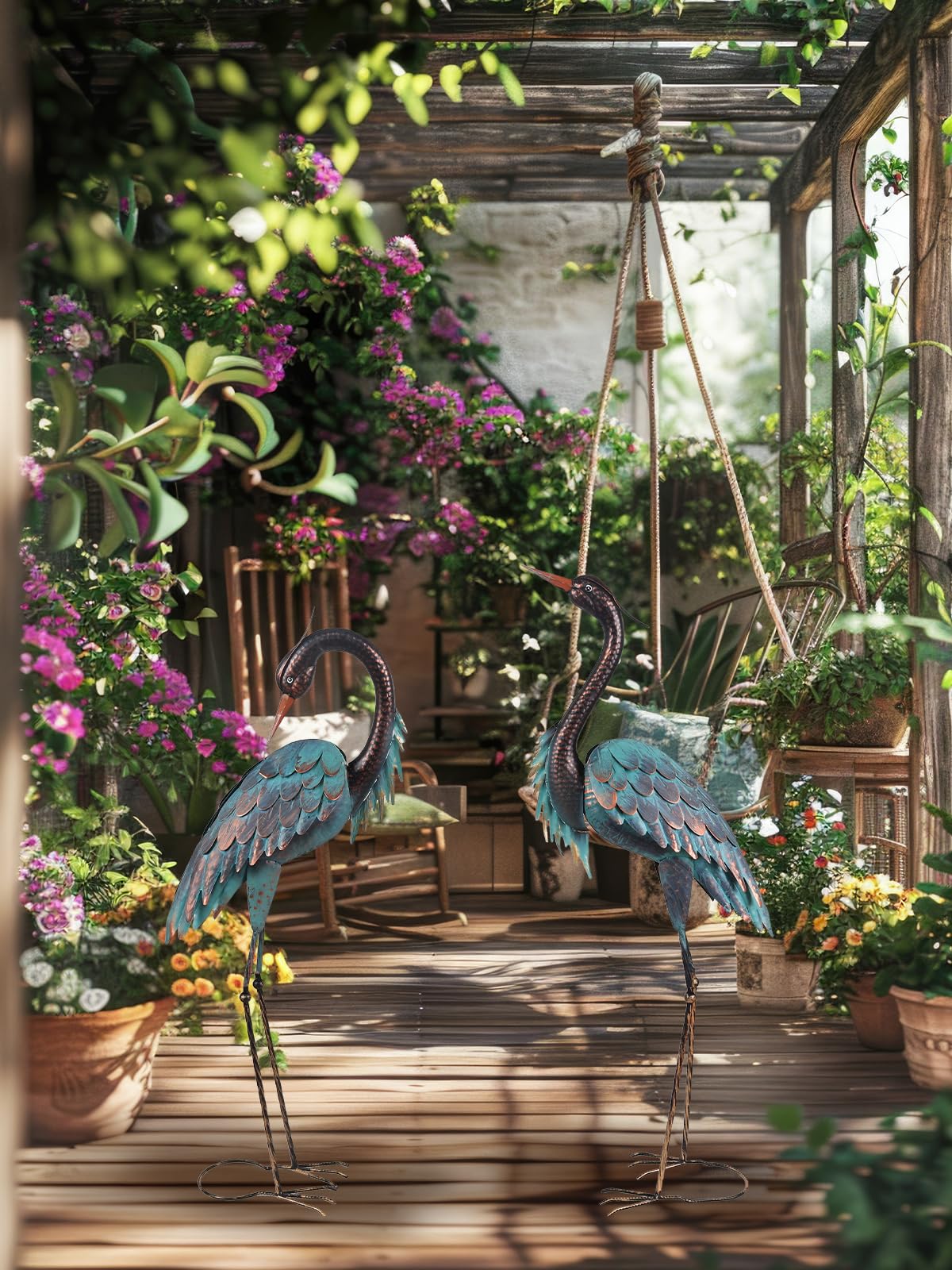 Garden Decor Outdoor Statues 40 37 Large Metal Heron - YEAHOME Official Imagery - 7