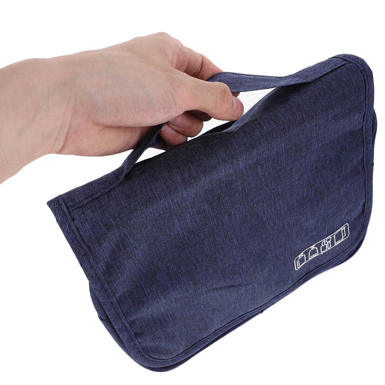 WOFASHPURET Travel Toiletry Bag for Women, Foldable Waterproof Makeup Organizer Pouch, Portable Cosmetic Storage Bag for Travel and Bathroom Use, Matte Navy