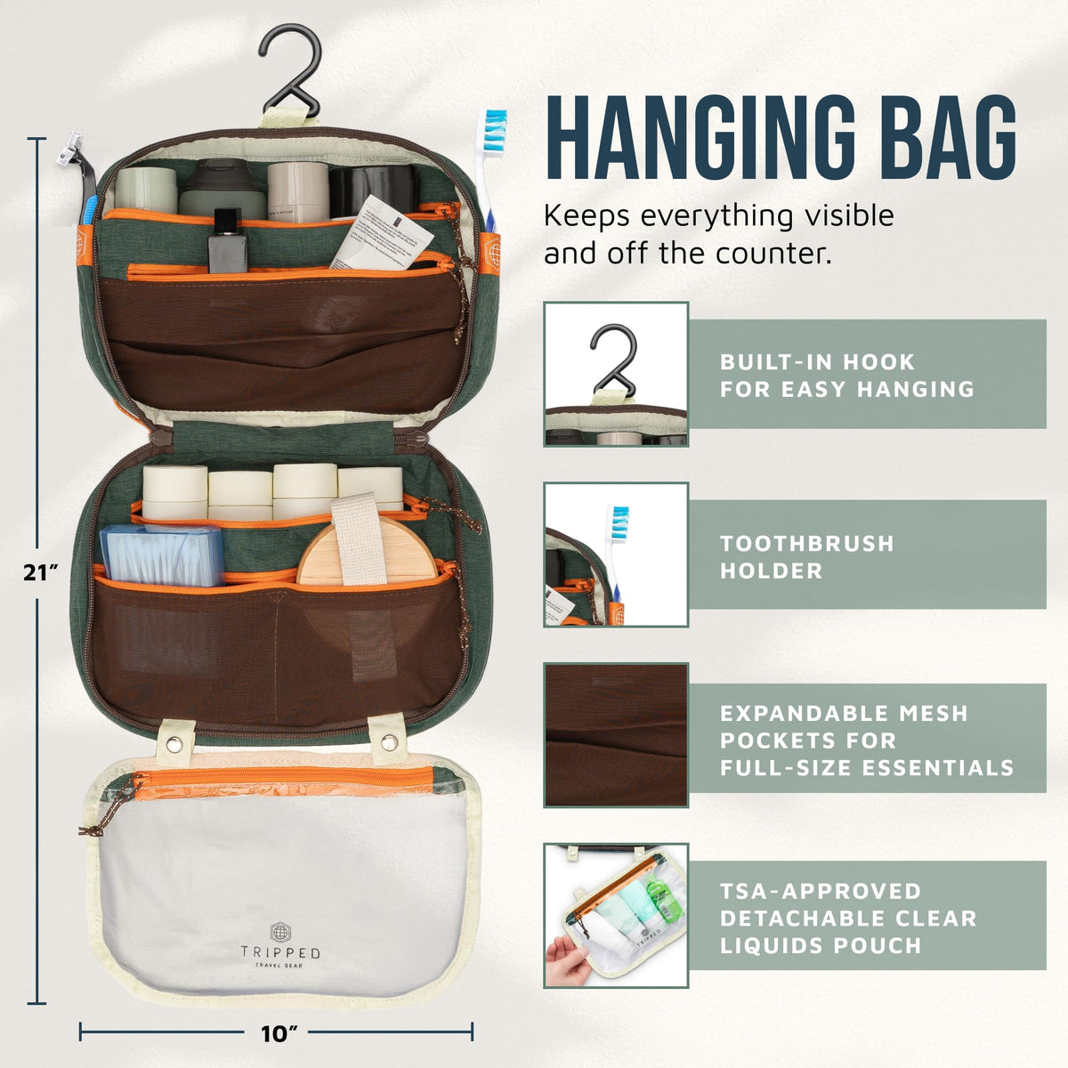 TRIPPED Travel Gear 3 Piece Travel Toiletry Bag Set - TRIPPED Travel Gear Official Imagery - 4
