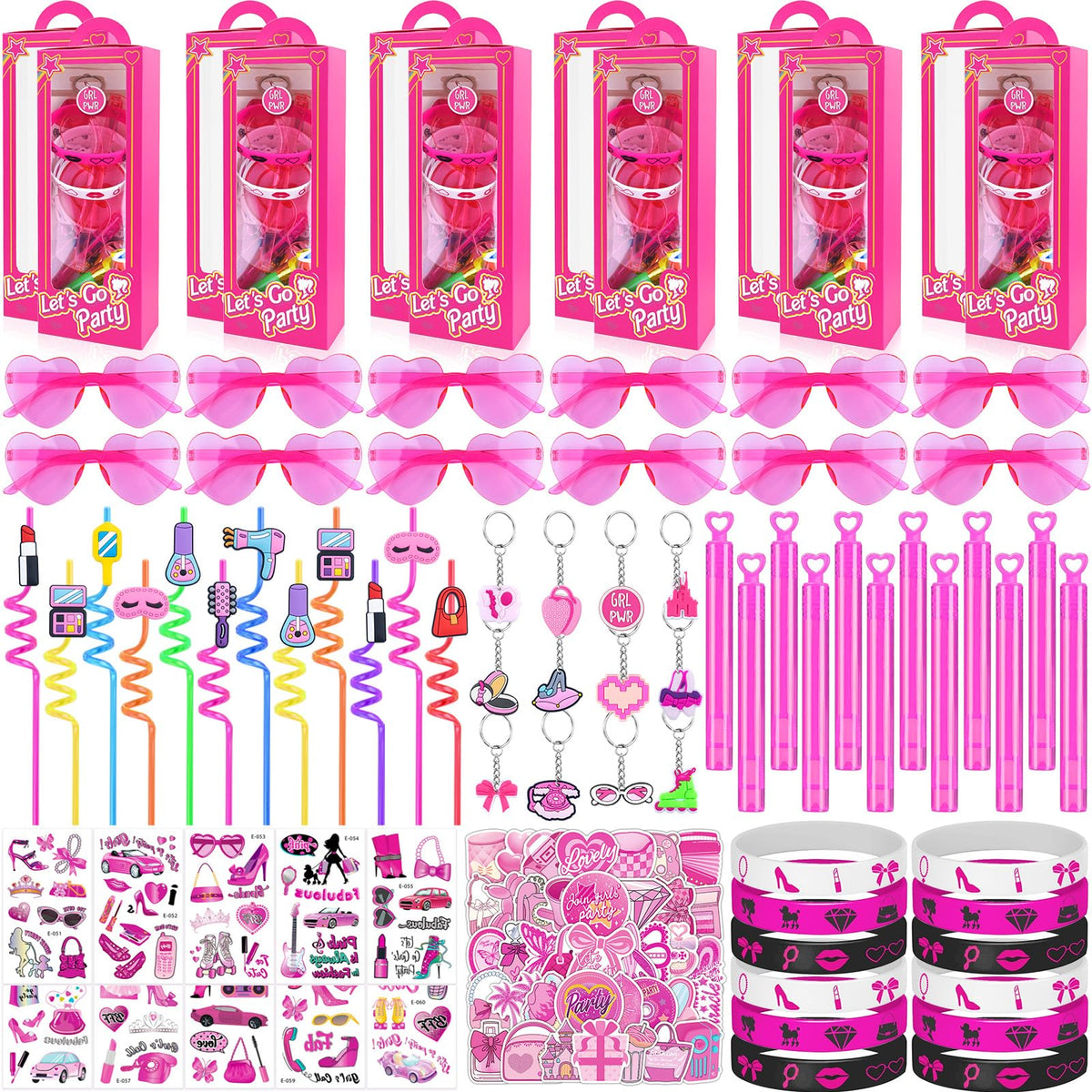 184Pcs Pink Girls Party Favors Pack - We1stdsee Official Imagery - 2