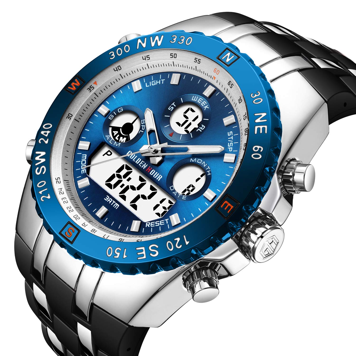 GOLDEN HOUR Military Sports Watch – Silver Blue