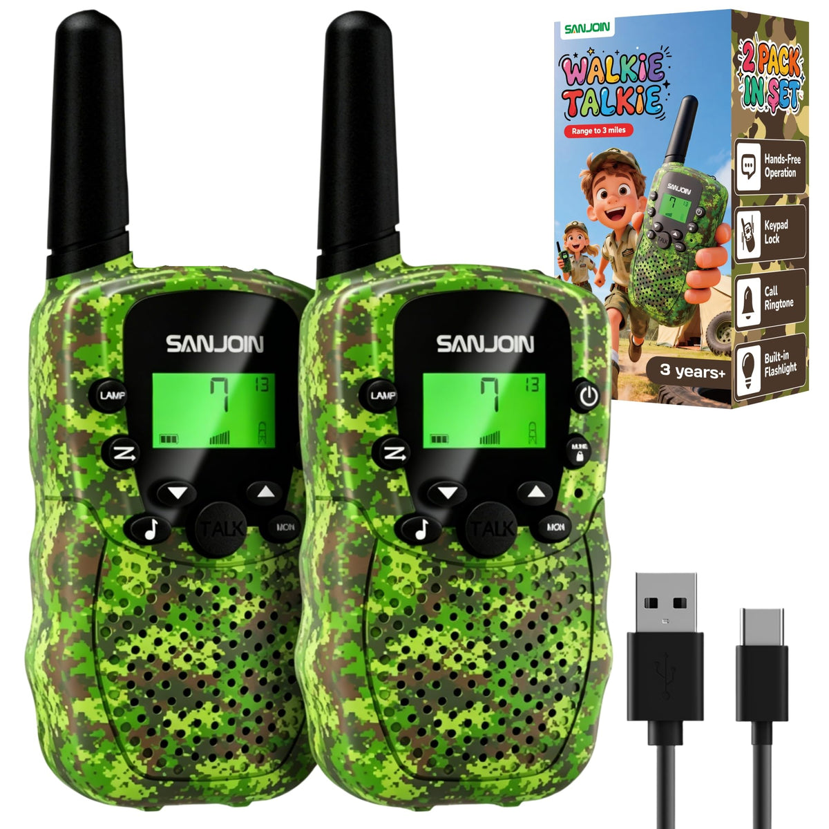 Rechargeable Walkie Talkies 2 Pack for Kids Toys for 3 12 - SANJOIN Official Imagery - 2