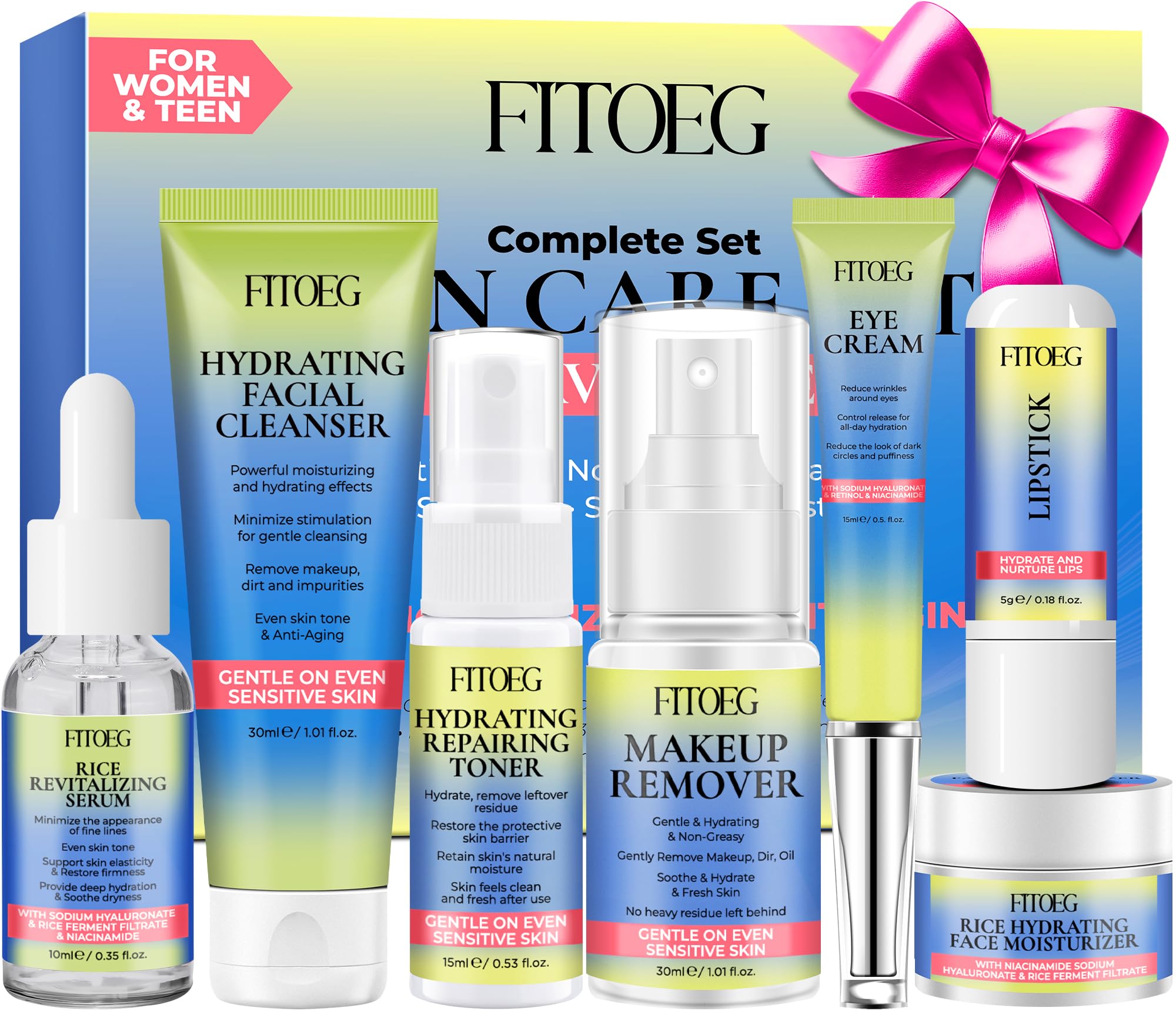 Skin Care for Teens,Gentle Hydrating Skin Care Set Kit with - FITOEG
