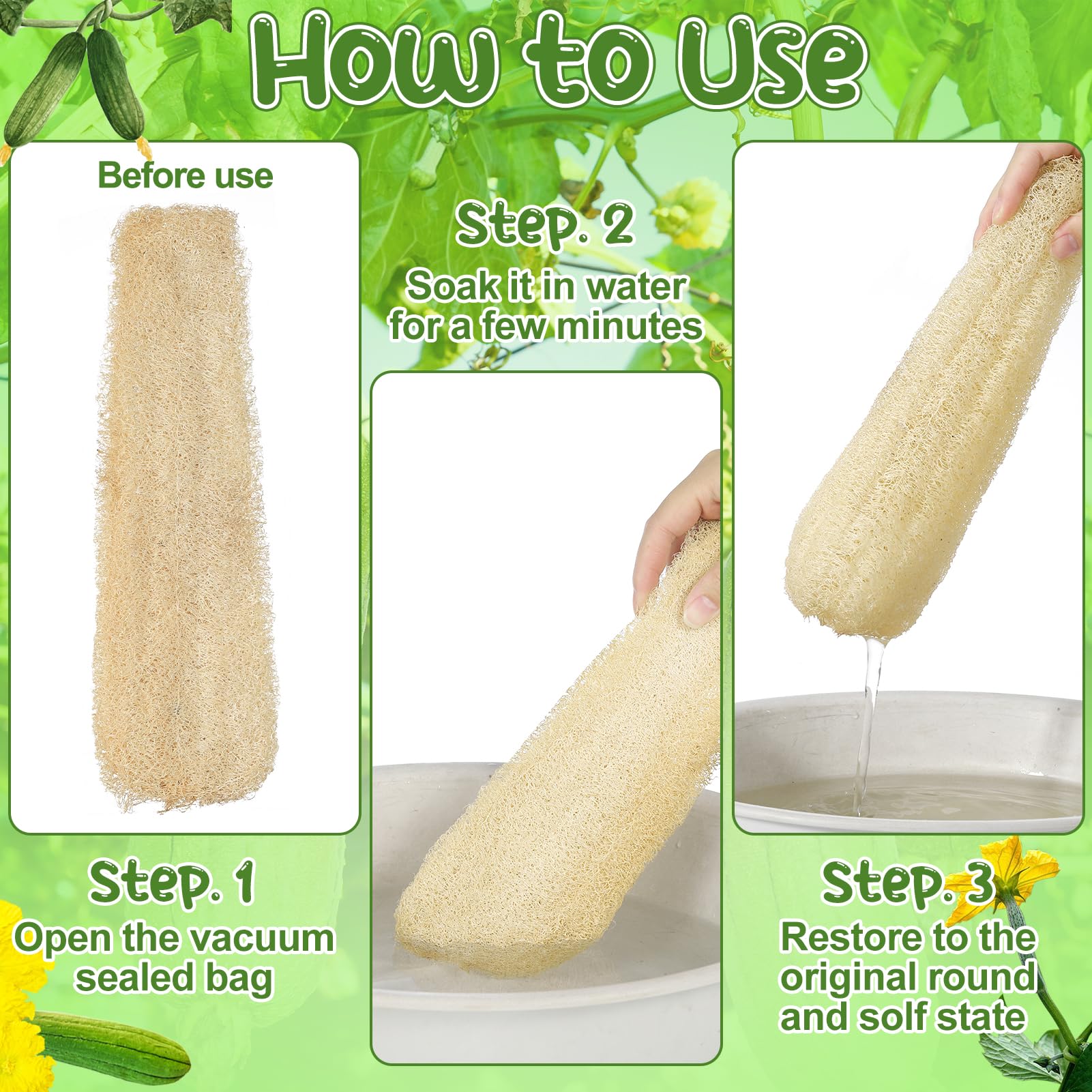 ZhouBoat 11.8" Natural Loofah Sponges 6 - Pack & Organic Bath & Body Scrubber - ZhouBoat Official Product View 4