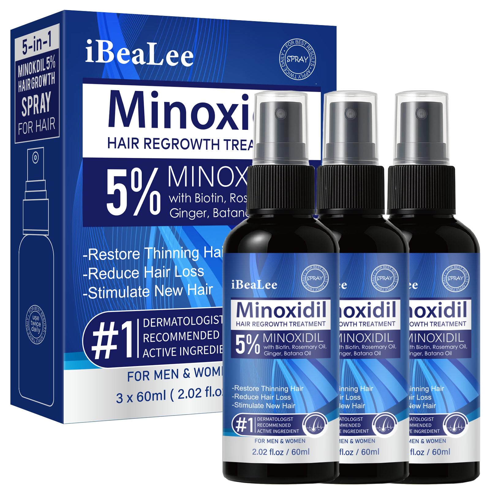 YUEJOIKL 5% Minoxidil and Women Hair Growth, Minoxidil Spray Hair Regrowth with - YUEJOIKL Official Product View 2