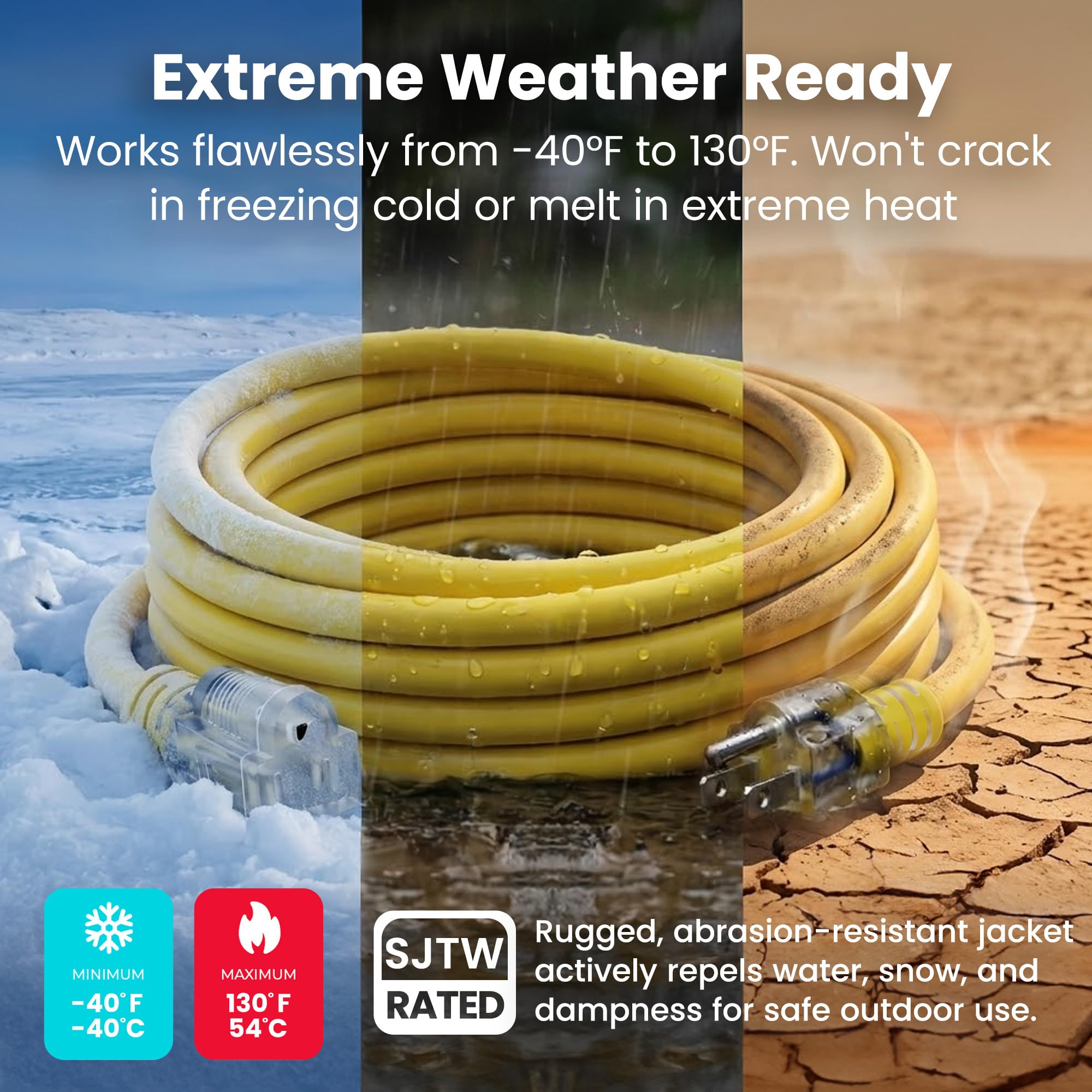 GEARit 100 ft Heavy Duty Outdoor Extension Cord, 10 Gauge 10/3 SJ - GEARit Official Product View 4