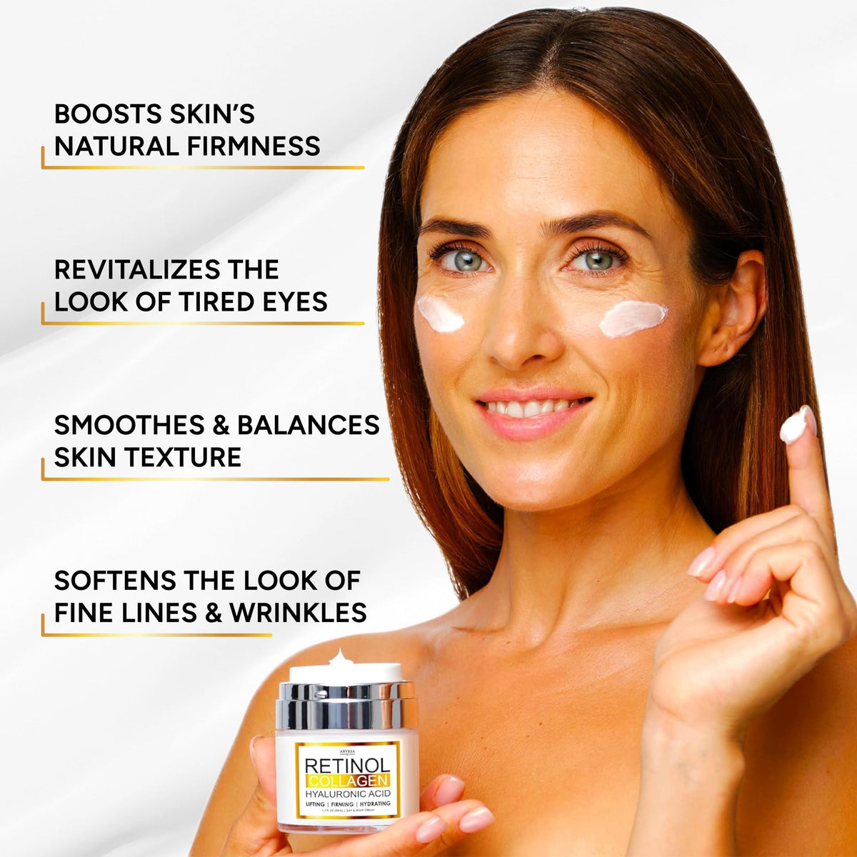 Retinol Cream for Face with Collagen Hyaluronic Acid Non - Arvesa Official Product Imagery - 3