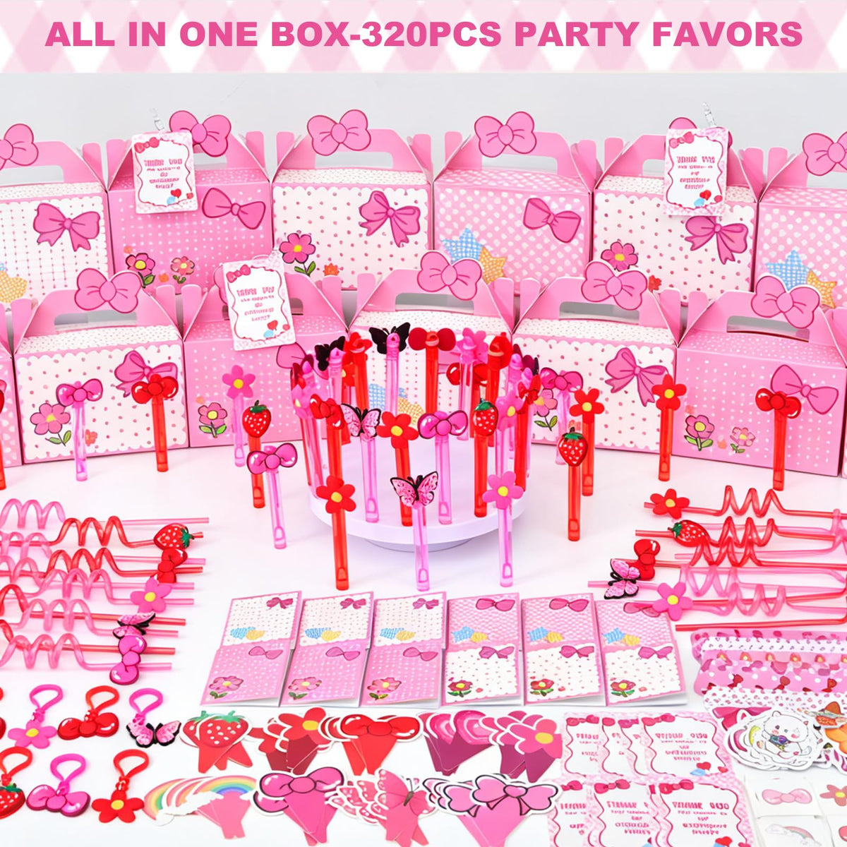 320PCS Pink Bow Party Favor Decorations Theme Party Supplies - DDHEALUCY Official Imagery - 3