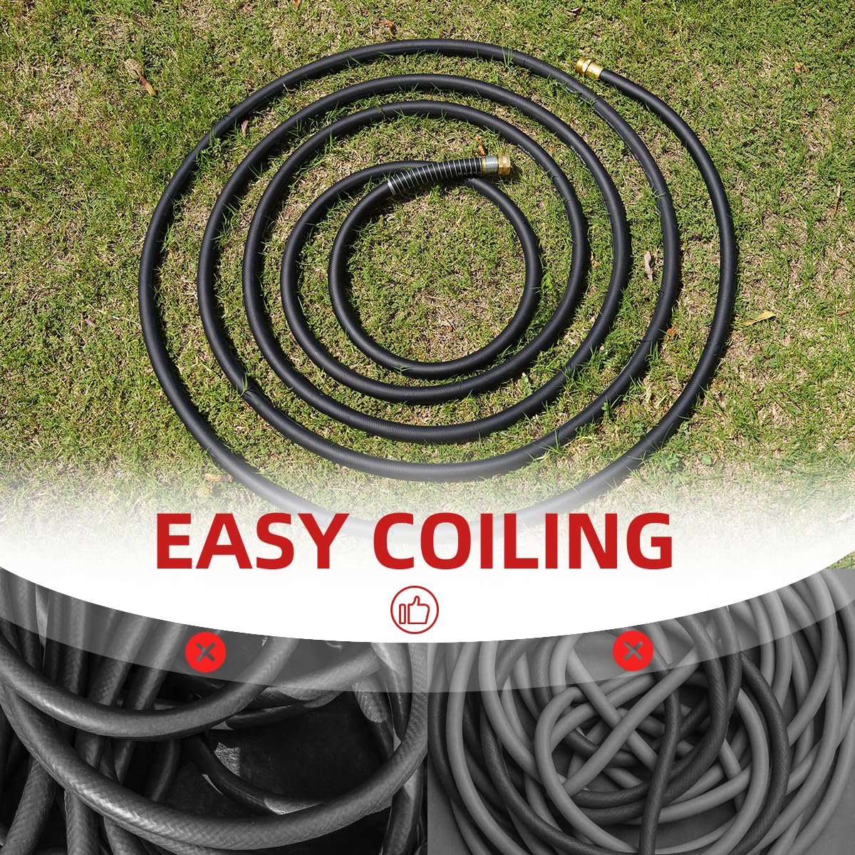 Wiseflow Garden Hose 100FT x 3/4", Heavy Duty Rubber Hose, Water - Wiseflow Official Product View 6