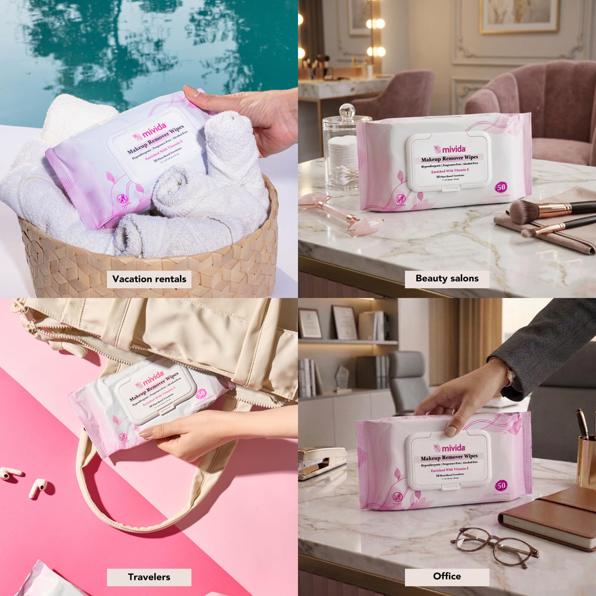 mivida Professional Makeup Remover Wipes Bulk Case - mivida Official Imagery - 6