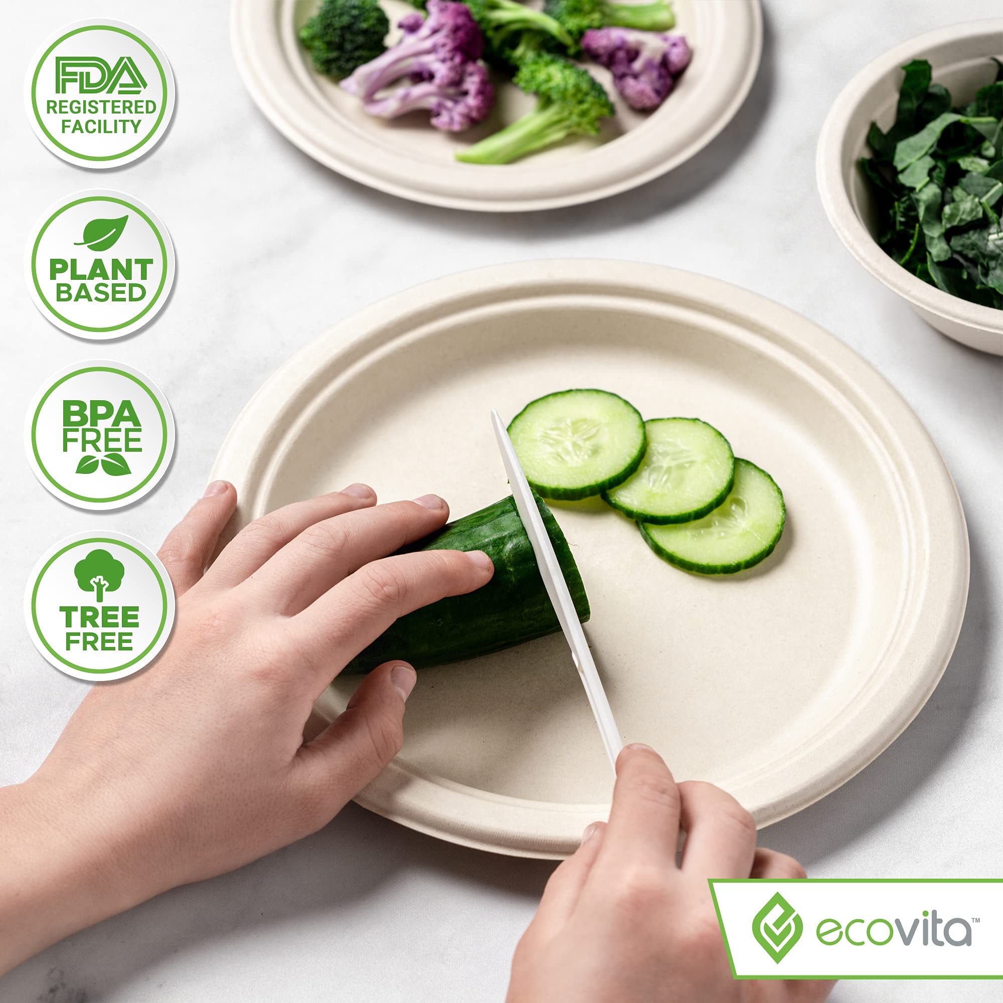 Ecovita 100% Compostable Knives - 500 Large Disposable Utensils - Ecovita Official Product View 4