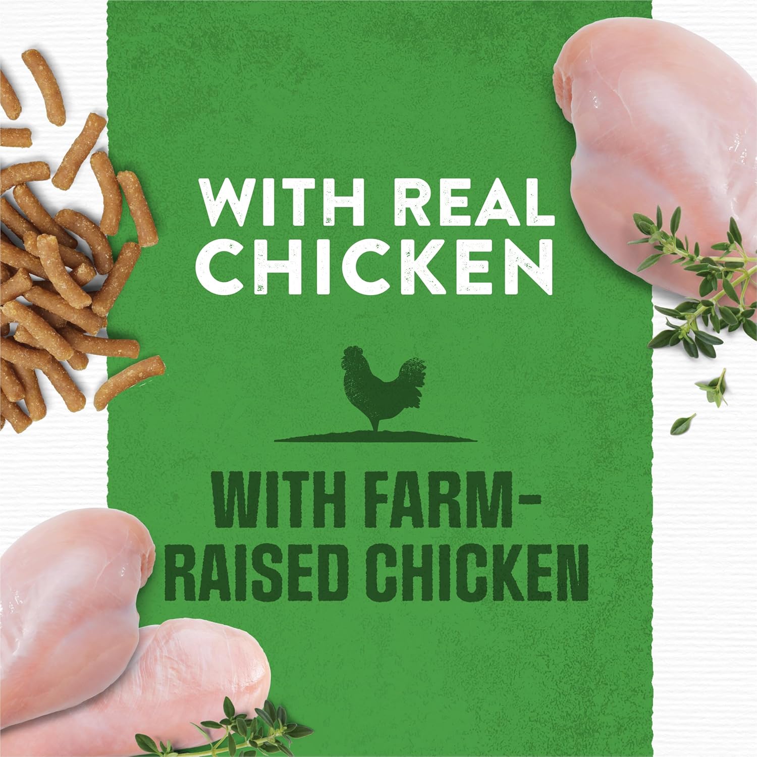 Purina Moist & Meaty soft dog food pouches with real chicken, 36-count box, showing open pouch with moist chicken recipe.