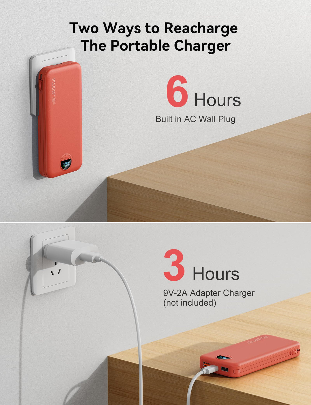 10000mAh Compact Portable Charger Power Bank with Built in - aonidi Official Imagery - 8