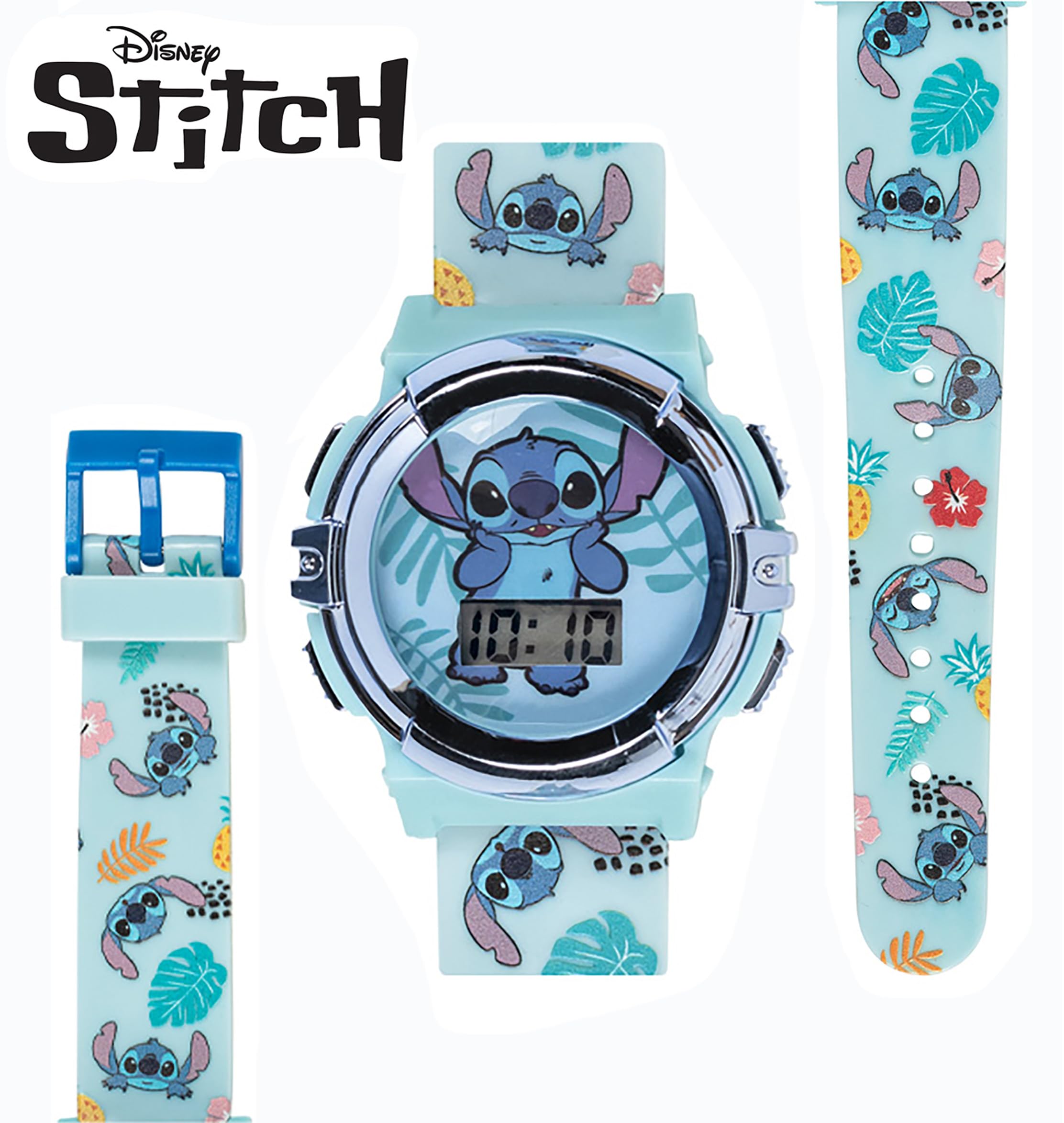 Accutime Disney Stitch Kids LCD Watch – Flashing Light-Up Dial, Digita - View 3