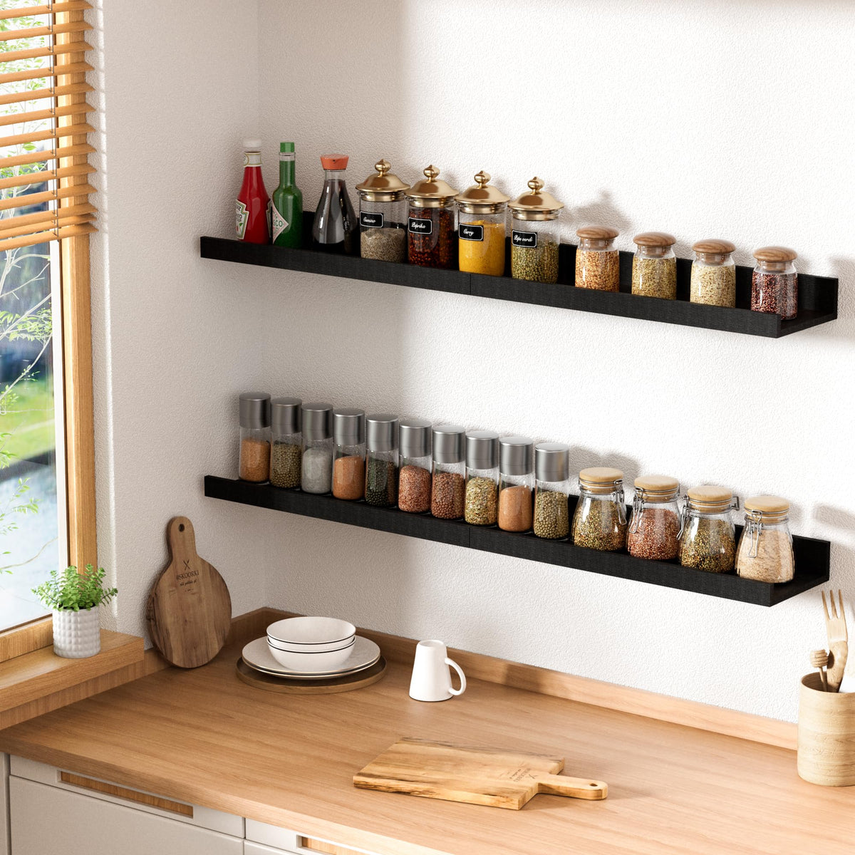 upsimples Floating Shelves for Wall Decor and Storage Black - upsimples Official Imagery - 6