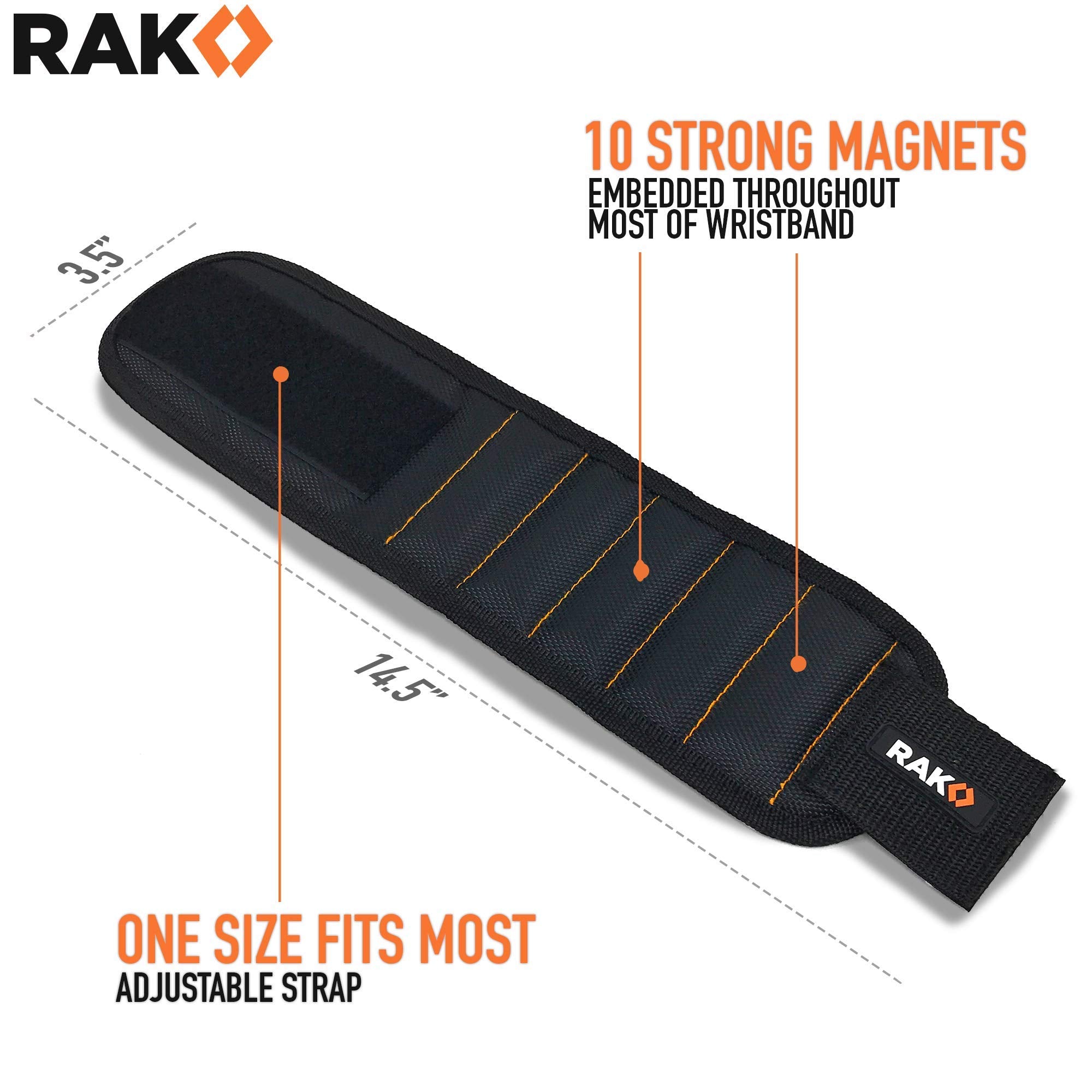 RAK Magnetic Wristband for Tools - Premium Tool Belt for Holding by RAK - Angle View 2