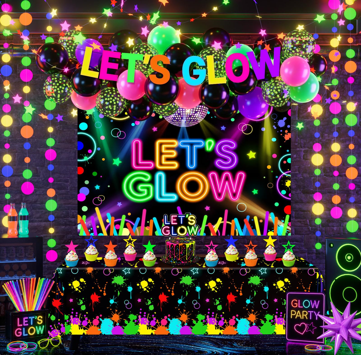 Neon Party Decorations Glow In The Dark Party Supplies - OGMOGKW Official Imagery - 1