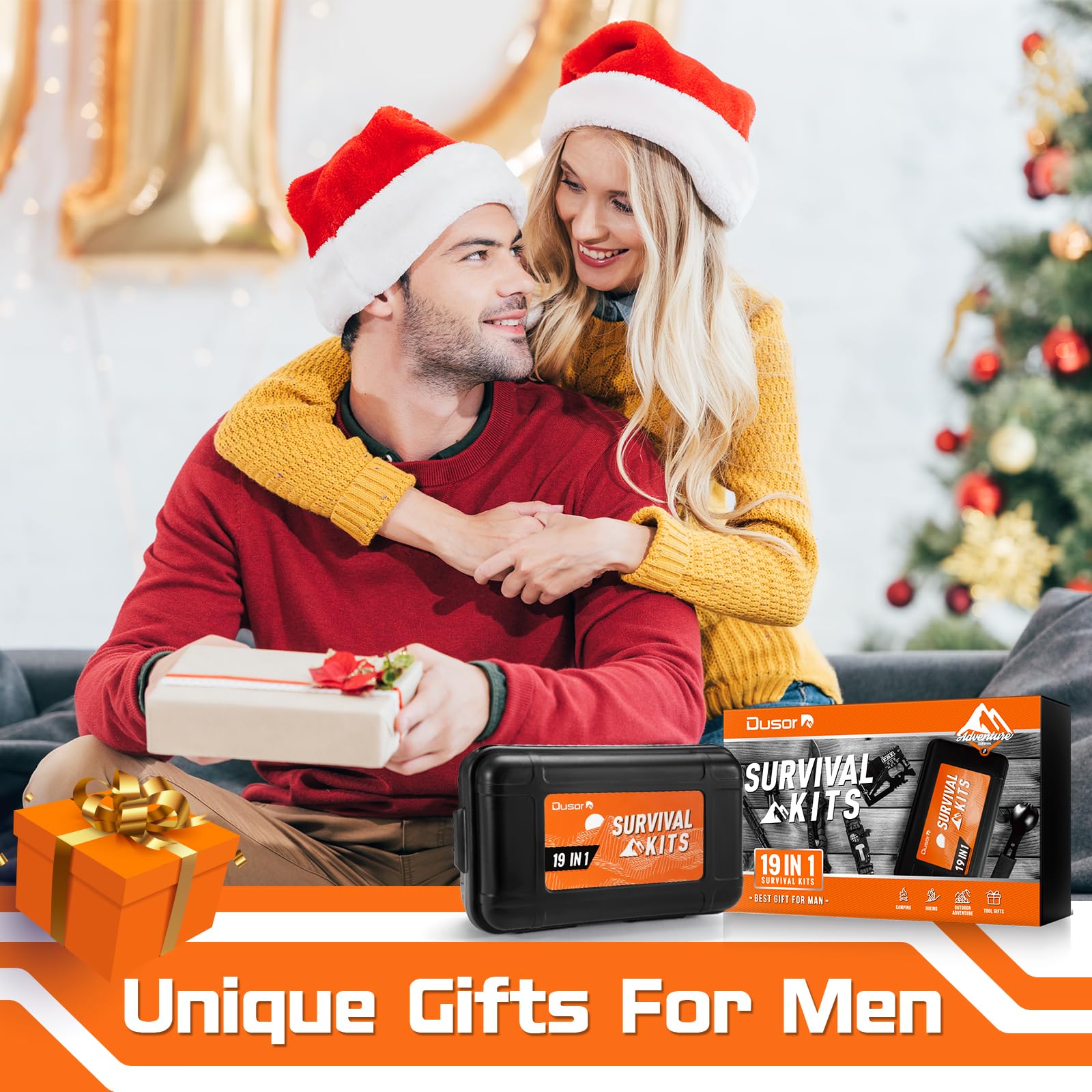 Dusor 19 in 1 Survival Kit Stocking Stuffers for Men, Survival Gear an - View 2