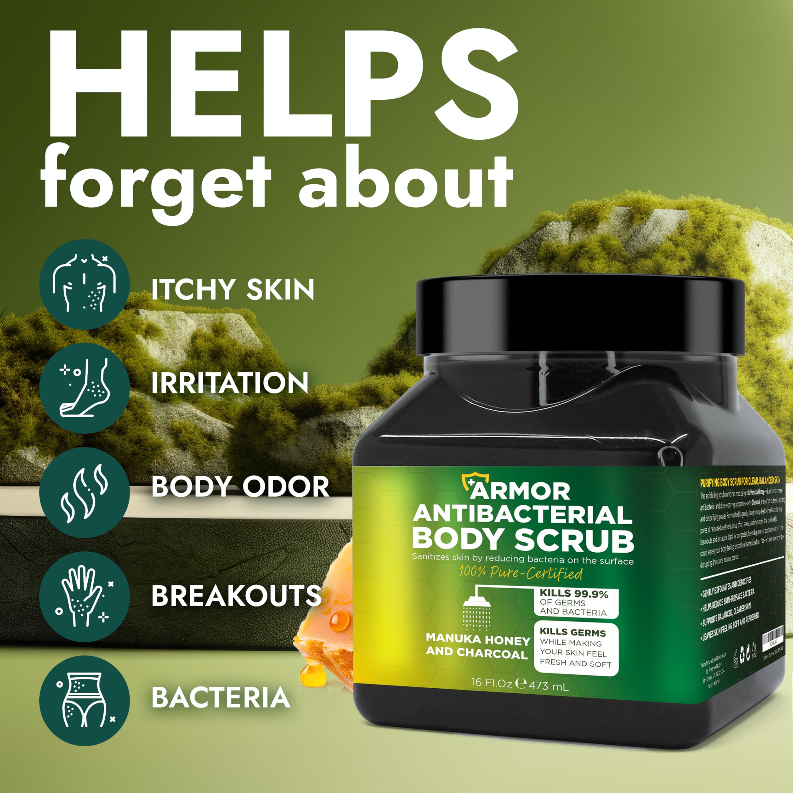 Terramed Just Think Comfort Antibacterial Body Scrub Exfoliator Deep Cleansing - Terramed Just Think Comfort Official Product View 3