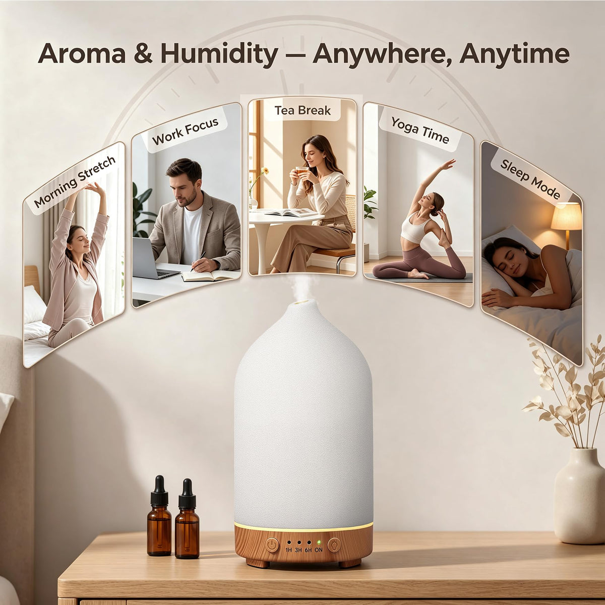200ML Ceramic Essential Oil Diffuser for Home Stone Diffuser - Gooamp Official Imagery - 8
