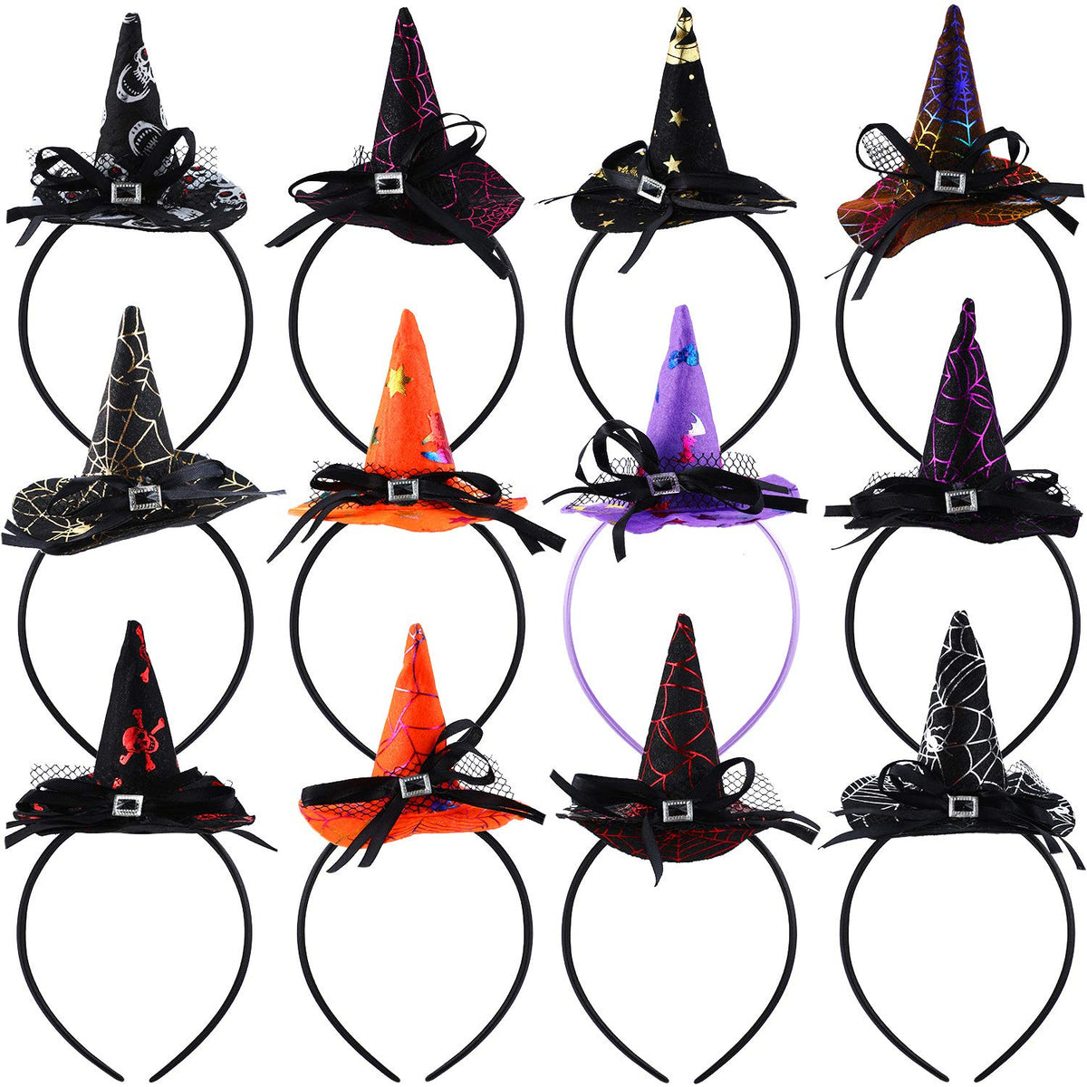 Blulu 12 Pcs Halloween Witch Hat Headbands Bulk Women - Blulu Official Imagery - 1