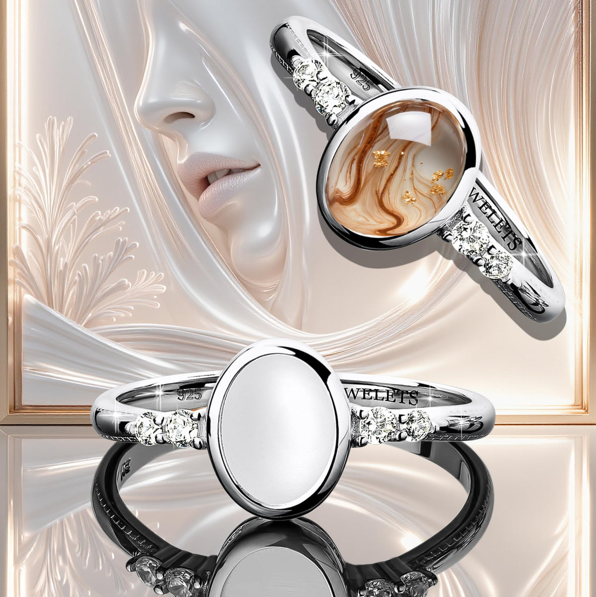 925 Sterling Silver 6 8 mm Oval Bezel Cup Ring Blank Rhodium - Jewelets Official Imagery - 3