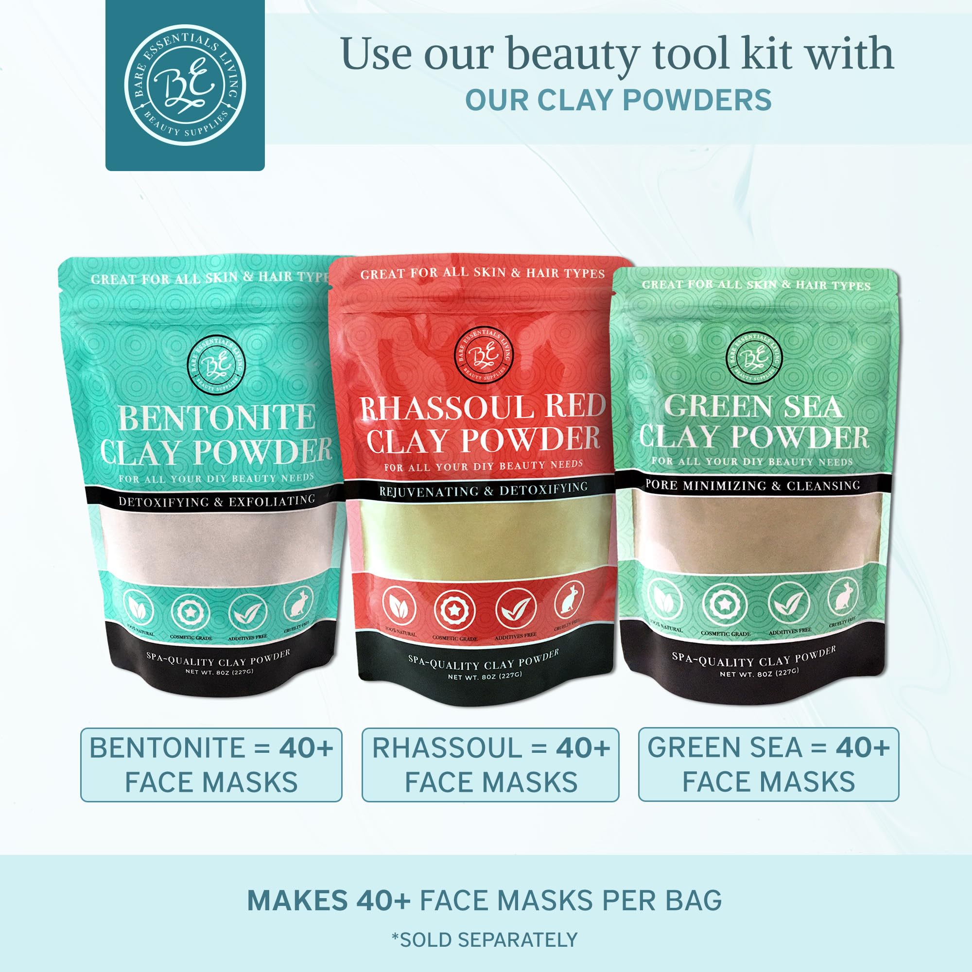 Clay Face Mask Mixing Bowl Set, Skin Care Kit Facial Bowls with - Bare Essentials Living