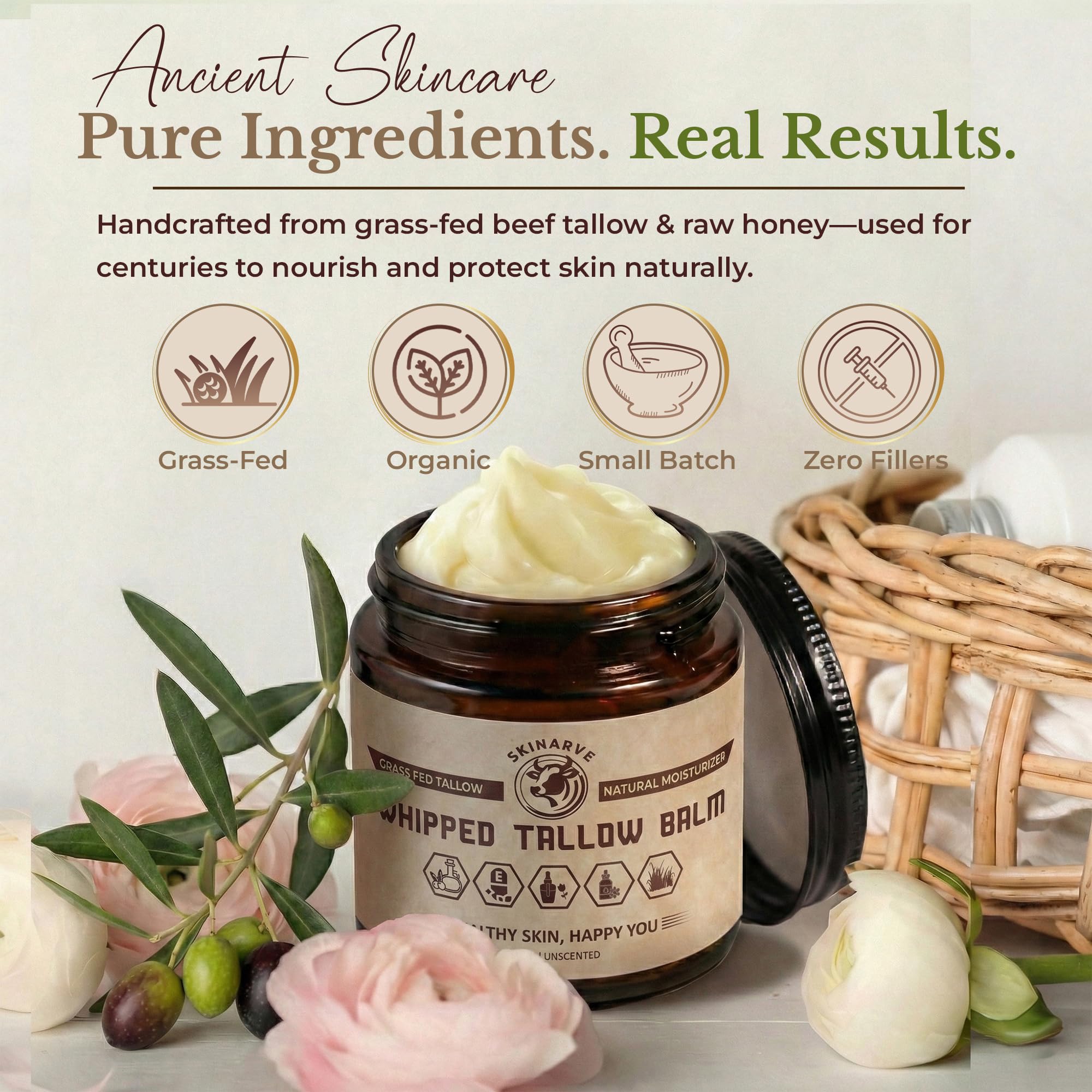 SKINARVE Beef Tallow for Skin 4oz Unscented, Organic Whipped beef - SKINARVE Official Product View 6