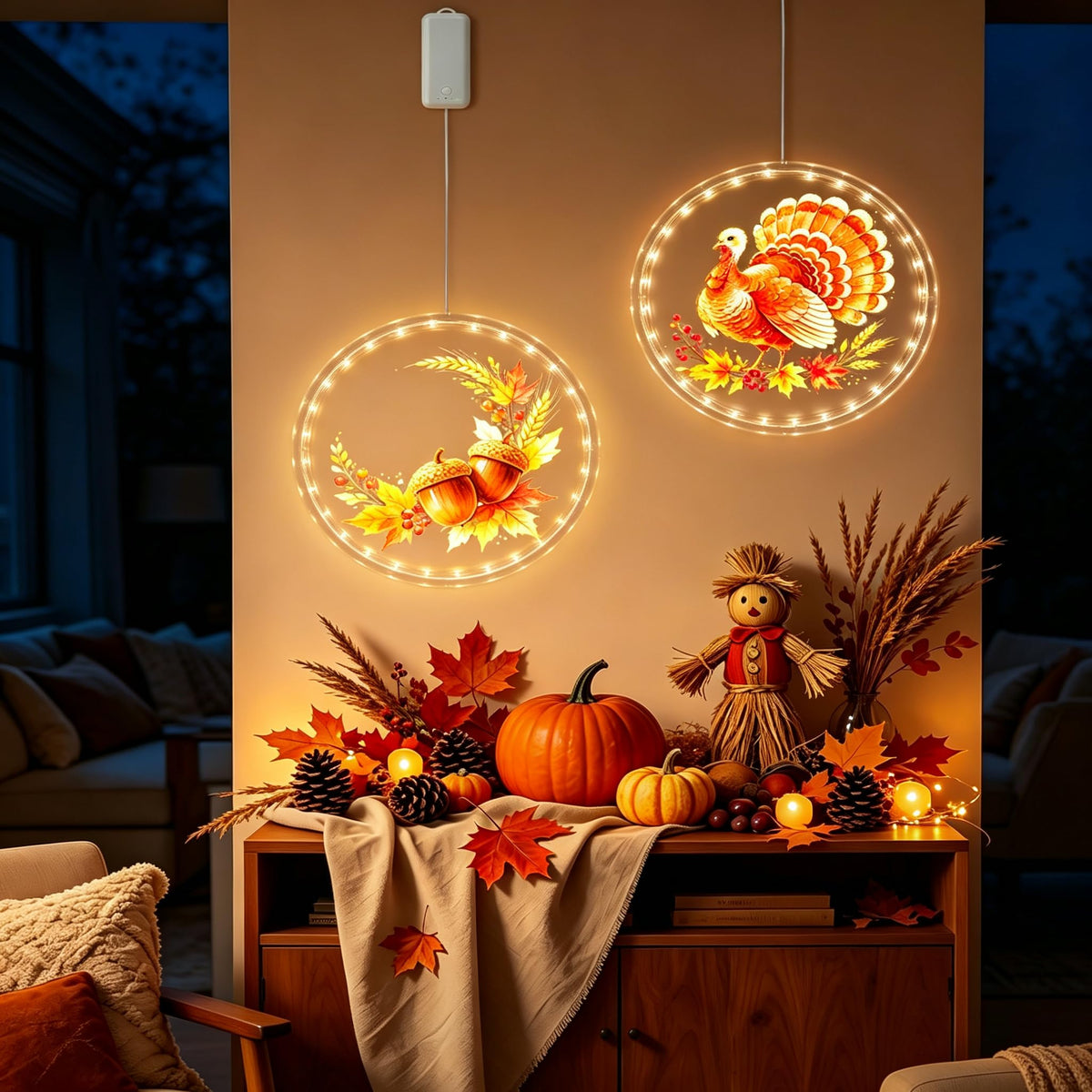 3 Pack Rechargeable Fall Decor Window Lights 4 6 12H Timer - YTKIH Official Imagery - 7