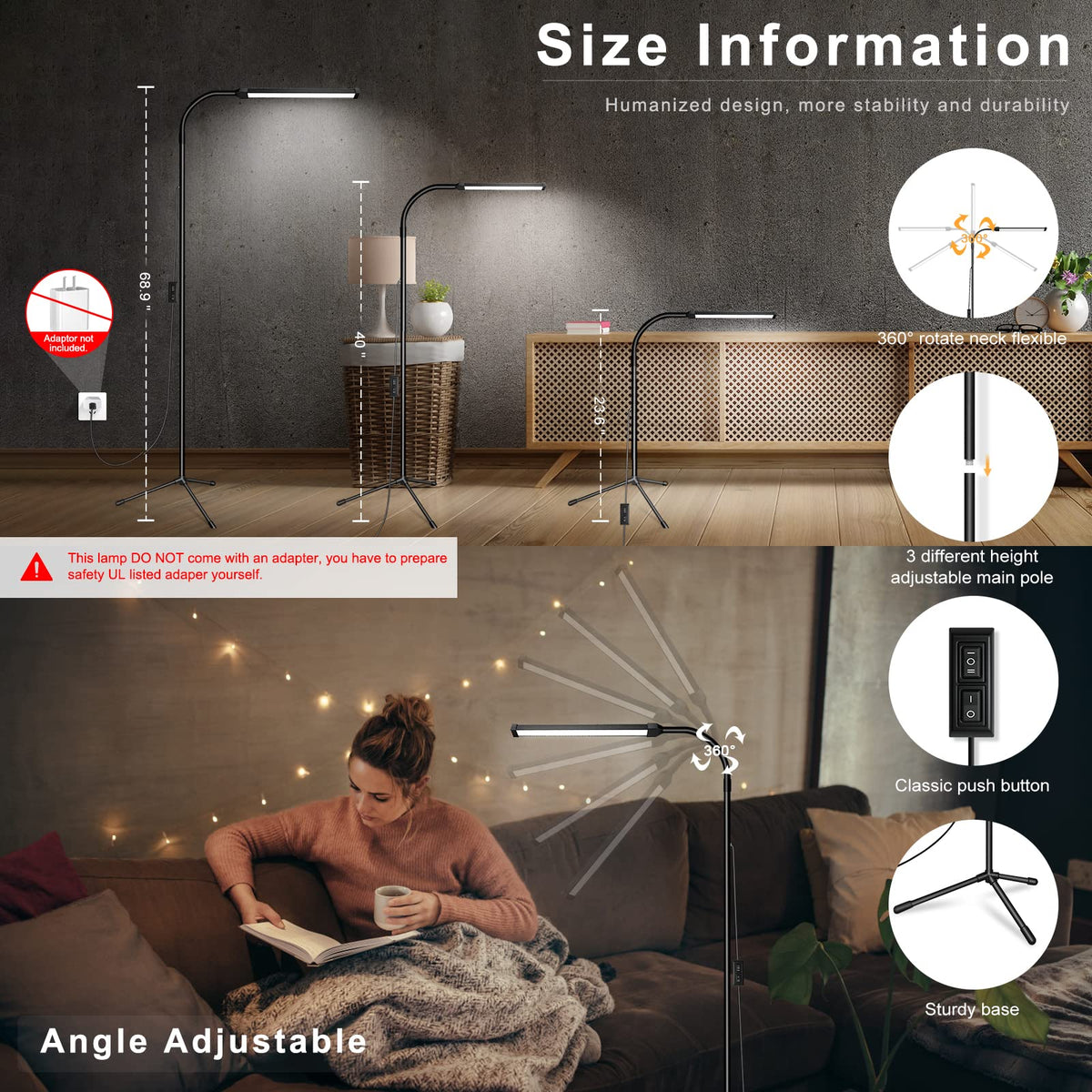 Led Floor Lamp for eyelash extensions Standing light Floor - EBEST Official Imagery - 4