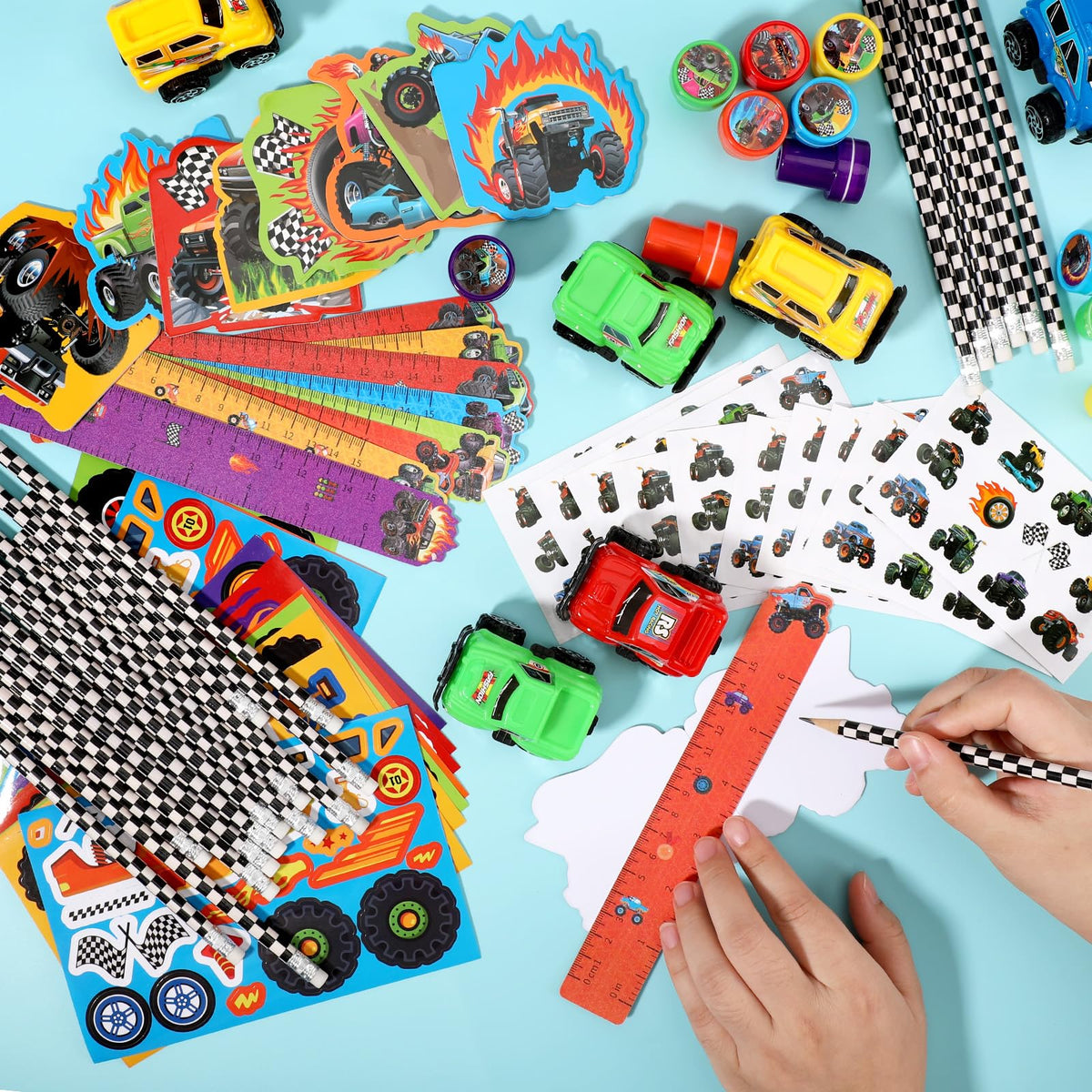 BenLouis 96Pcs Monster Truck Stationery Set Party Favors for - BenLouis Official Imagery - 3