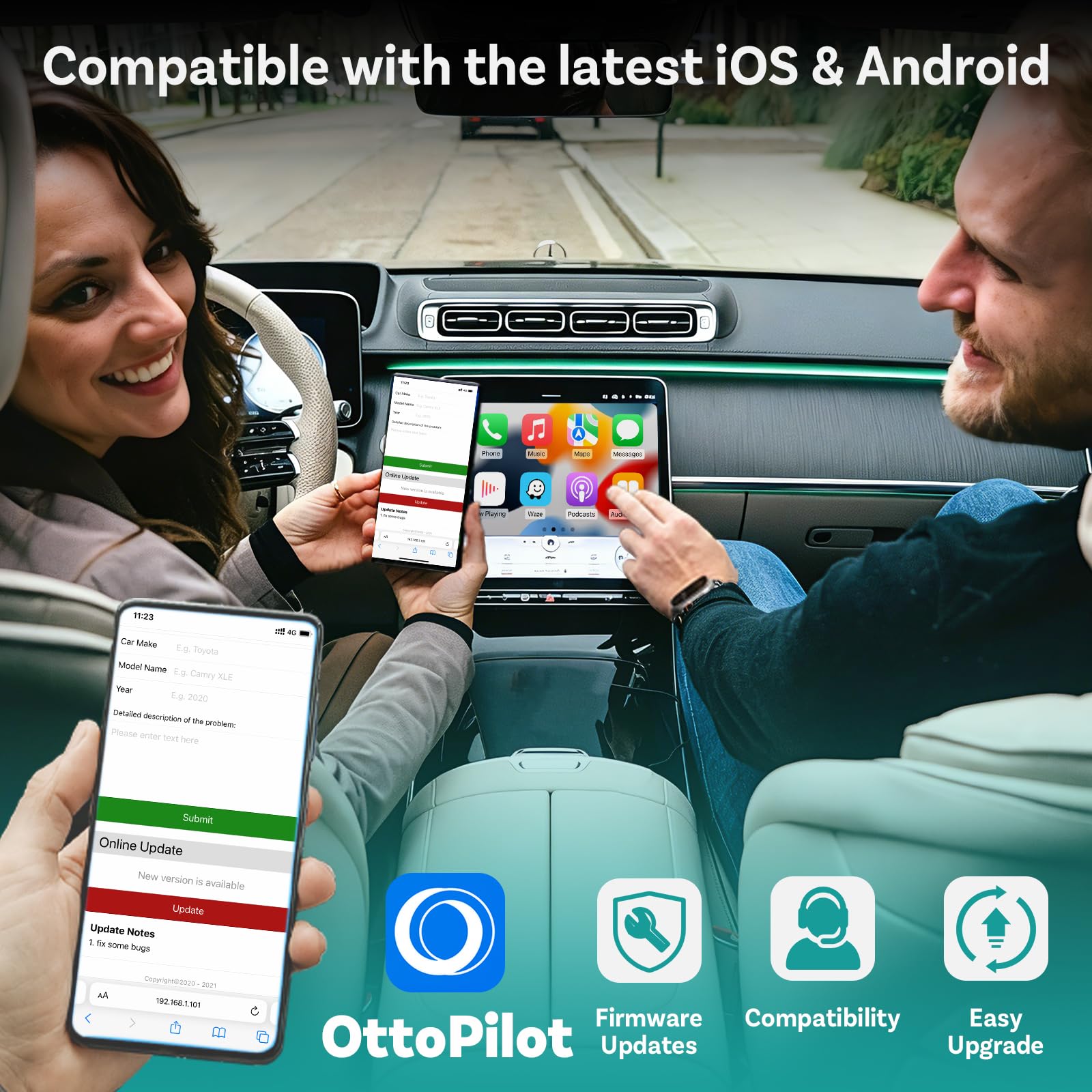 OTTOCAST Mini Nova 2-in-1 Wireless CarPlay & Android Auto Adapter by OTTOCAST - Angle View 8