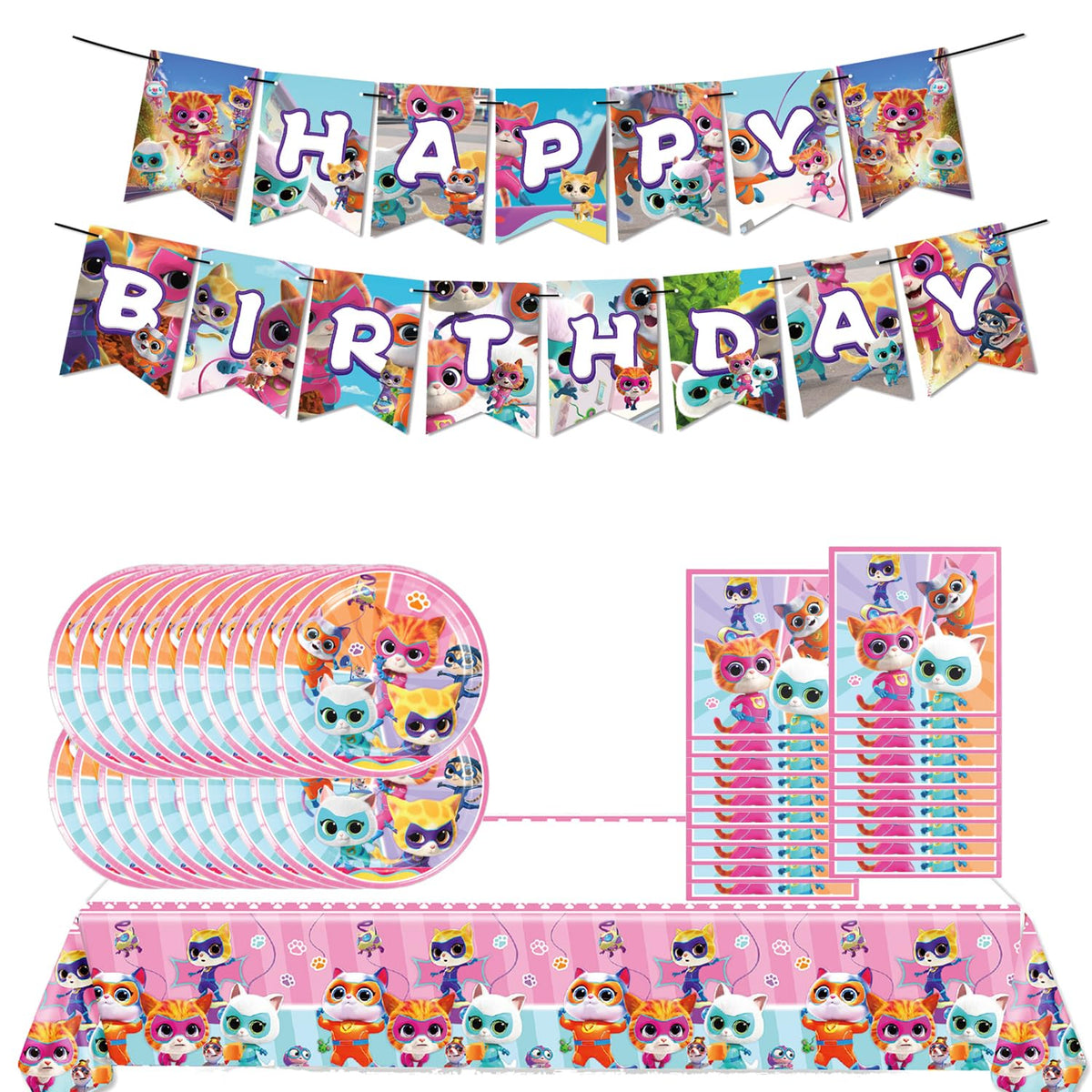 Super Cat Birthday Supplies 41pcs Cartoon Movie Party - Lamden Official Imagery - 1