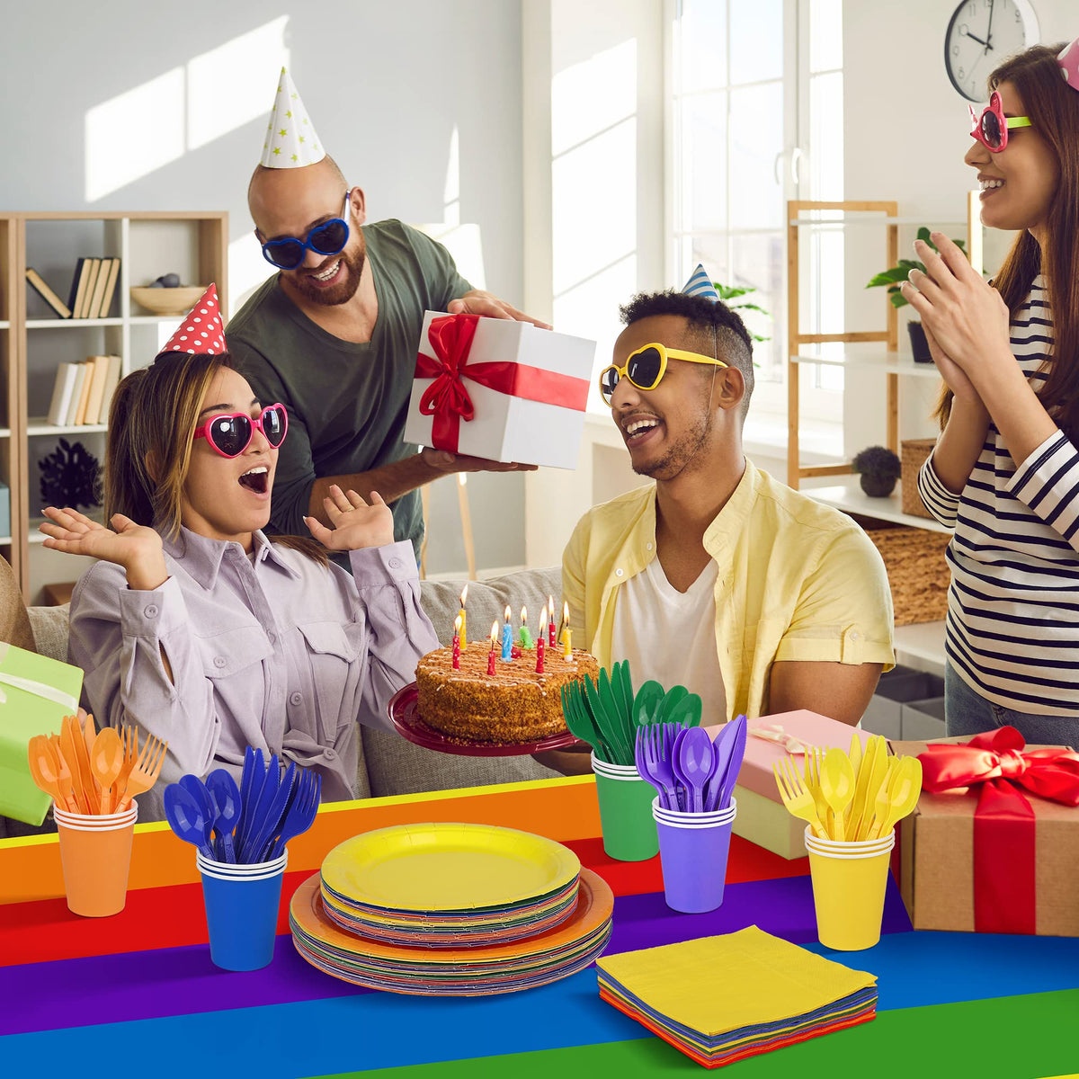 Ruisita 193 Pieces Rainbow Party Supplies Include Disposable - Ruisita Official Imagery - 6