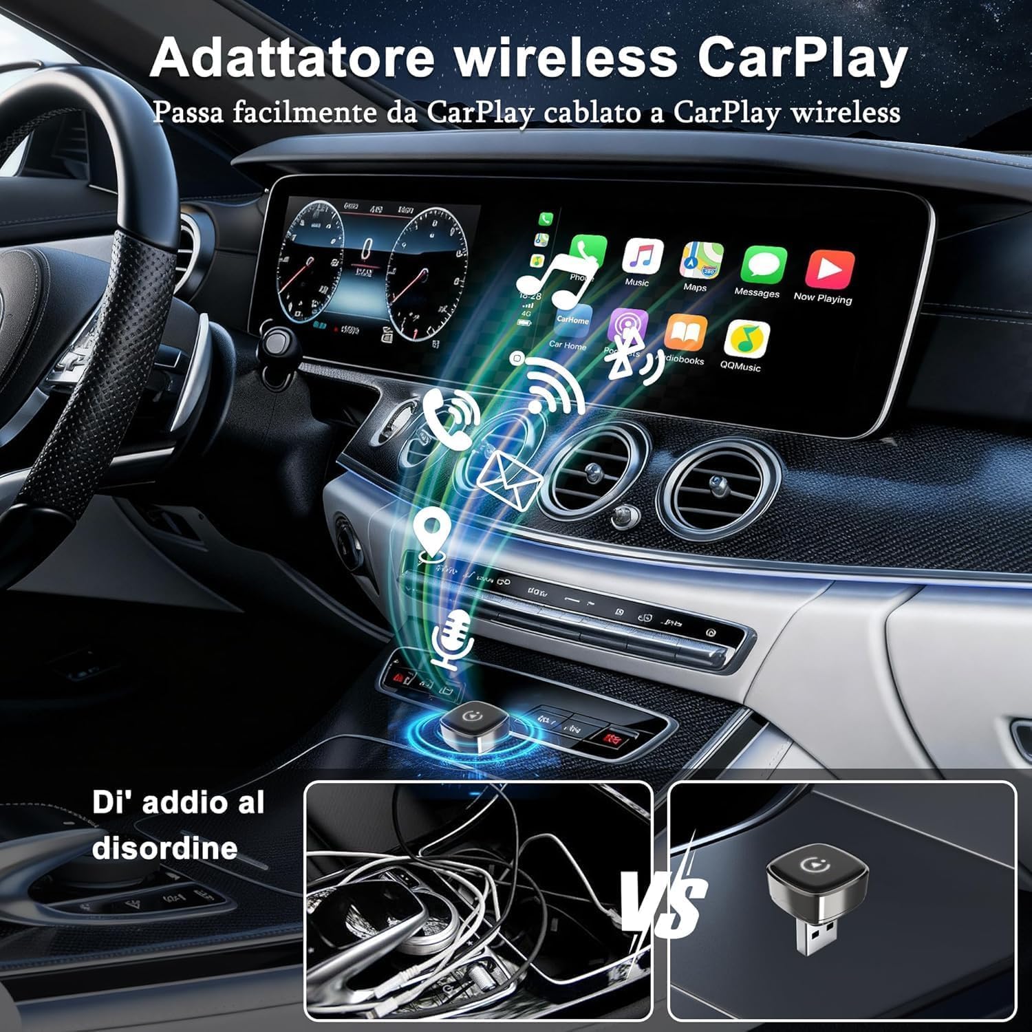 Pluvixa Wireless Carplay Adapter, Suitable for Vehicles Equipped by Pluvixa - Angle View 3