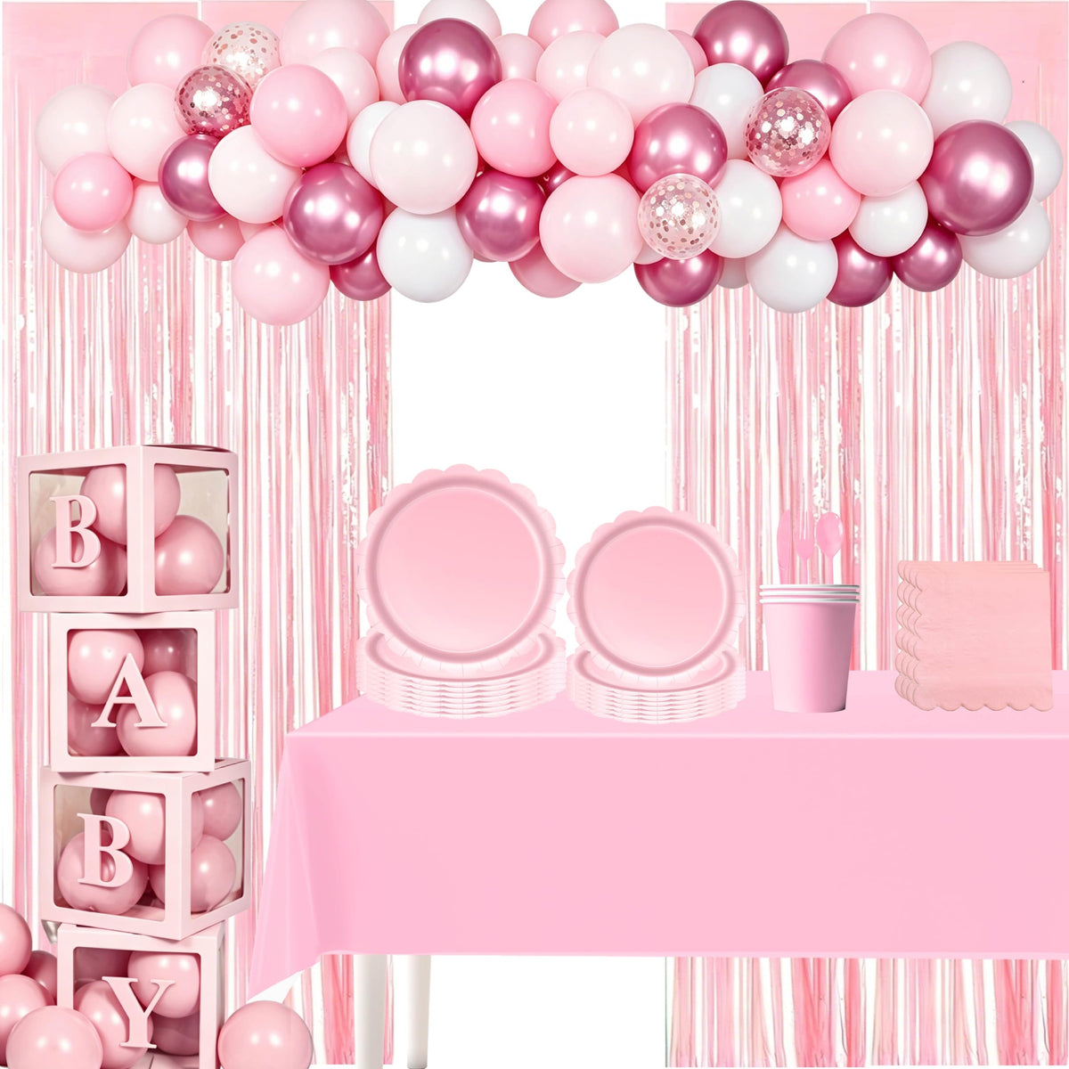 287PCS Pink Party Decorations Set Complete 25 Guests - ZSYFXT Official Imagery - 1