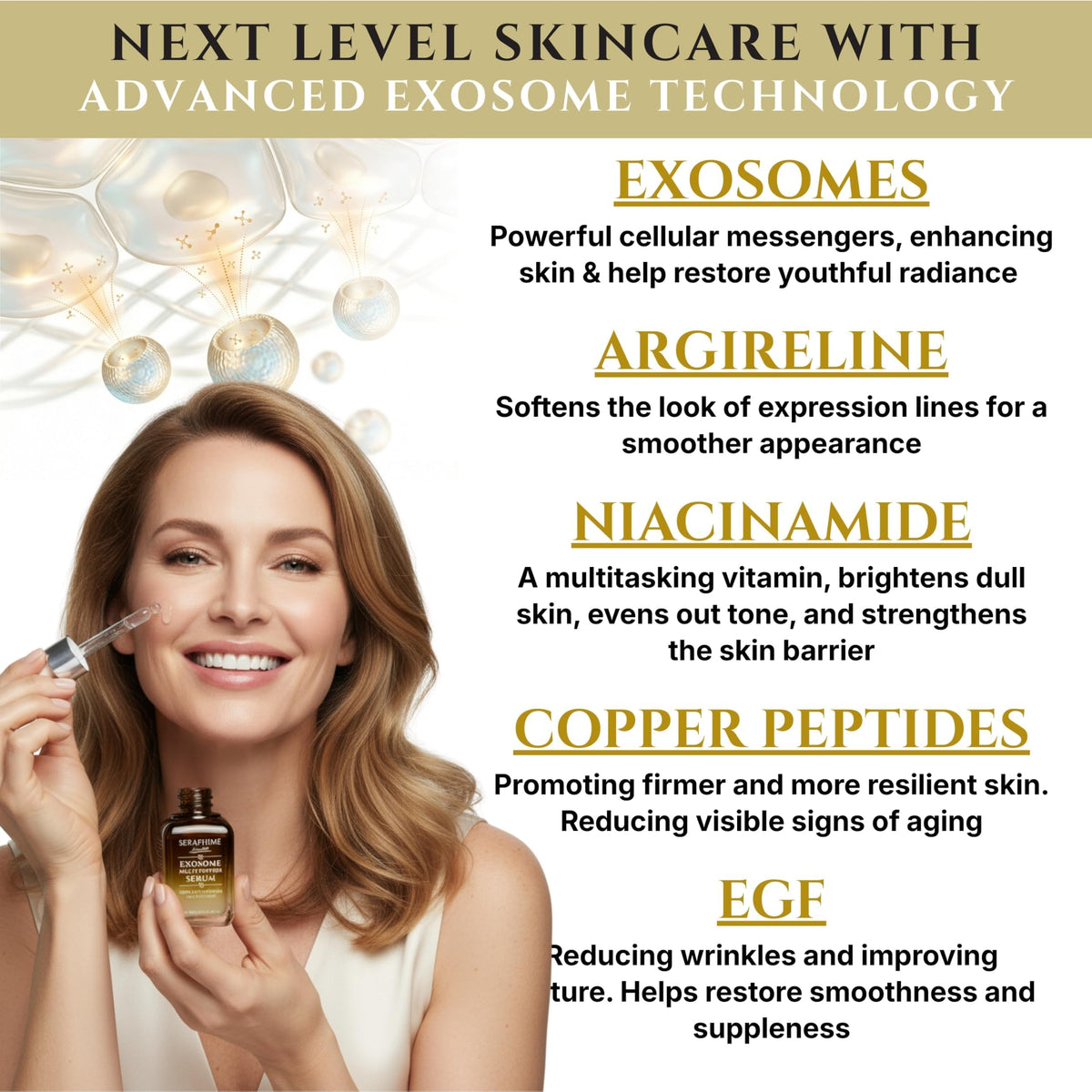 2 Exosomes Serum for Face Multi Peptide GHK Cu Copper - Seraphime Official Product Imagery - 4