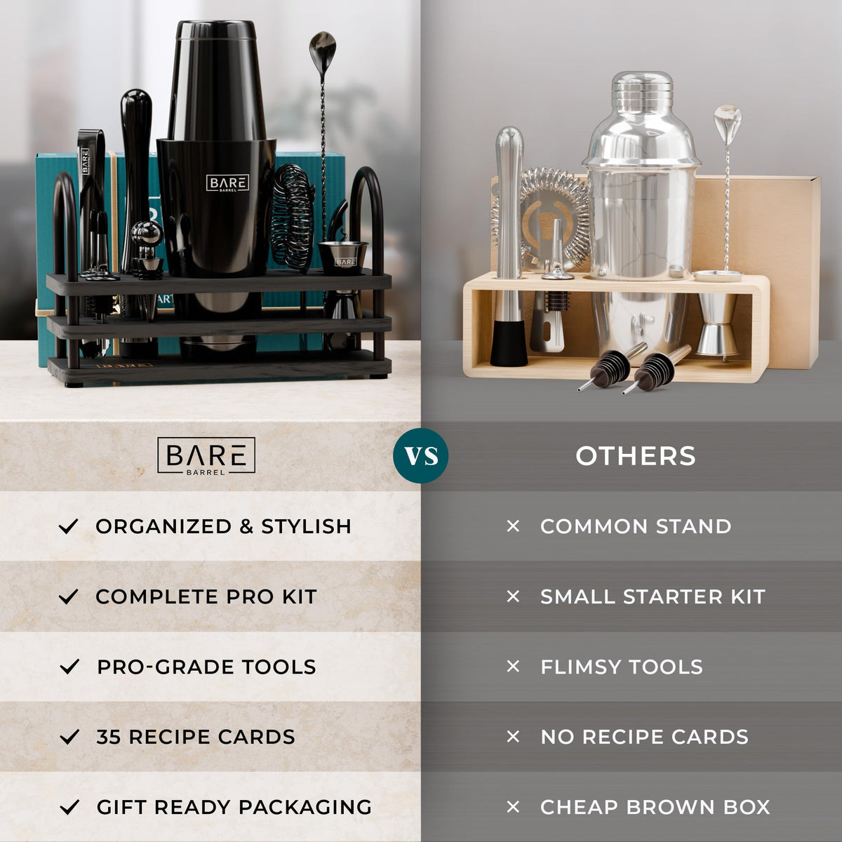 BARE BARREL Mixology Bartender Kit Bar Set - Bare Barrel Official Imagery - 7